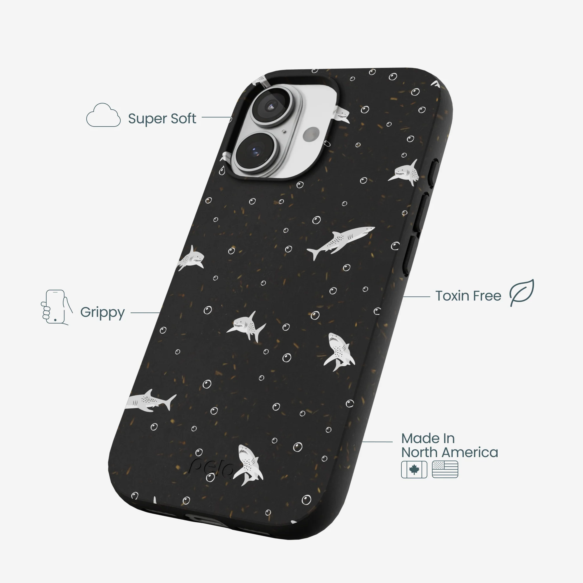 Black Lil Sharks iPhone 17 Case - Image 4