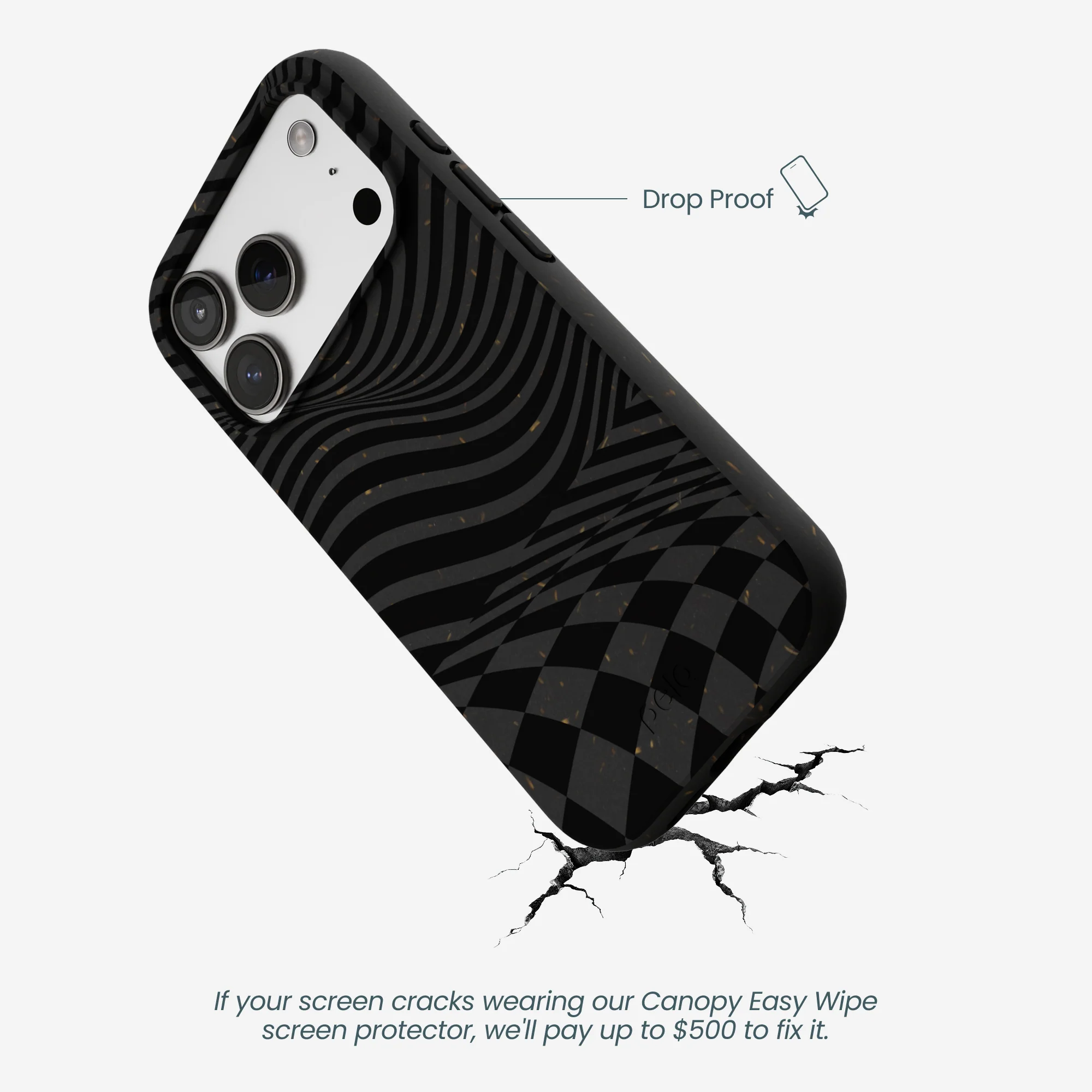 Black Melted Checkers iPhone 17 Pro Case - Image 4