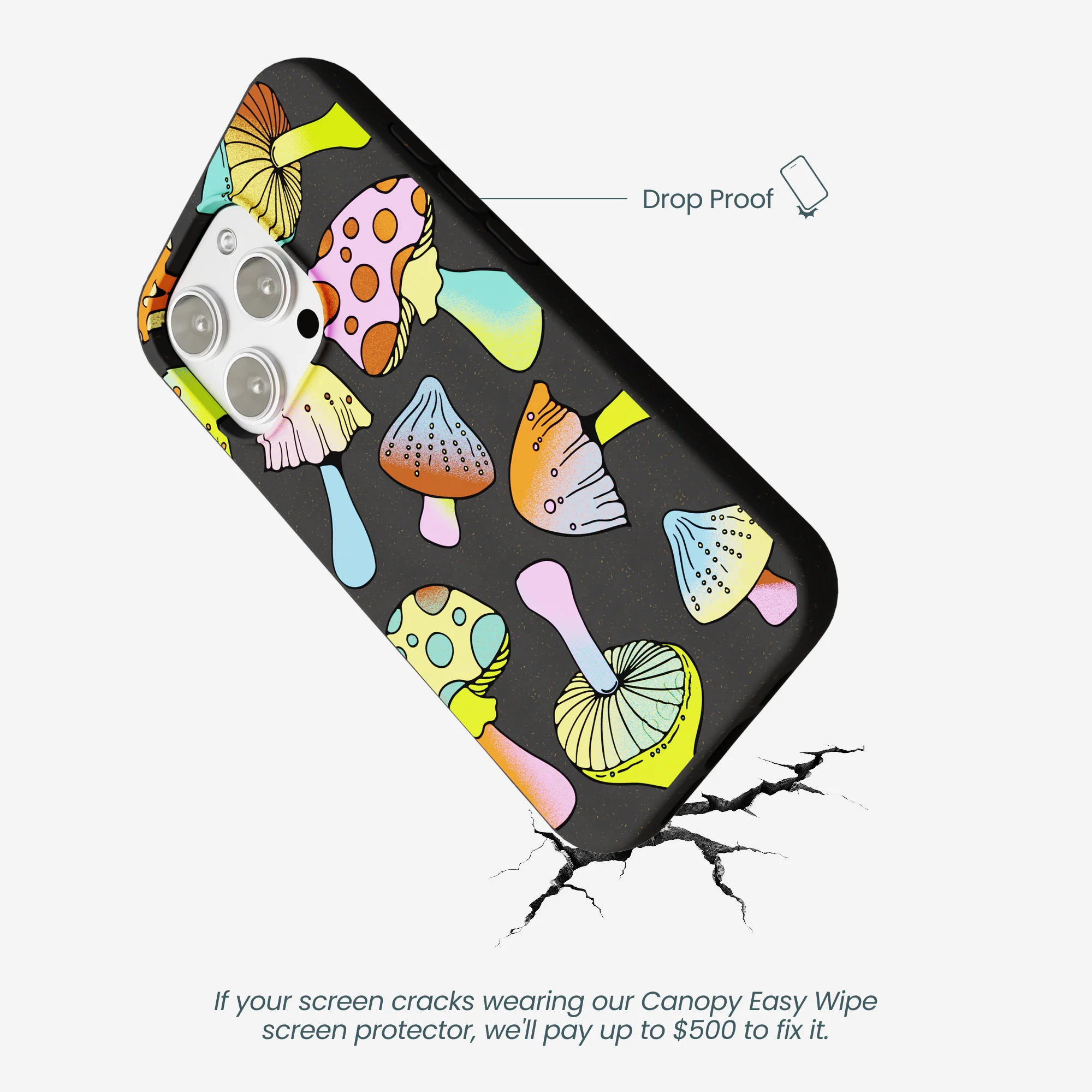 Black Mushroom Party iPhone 16 Pro Max Case - Image 5