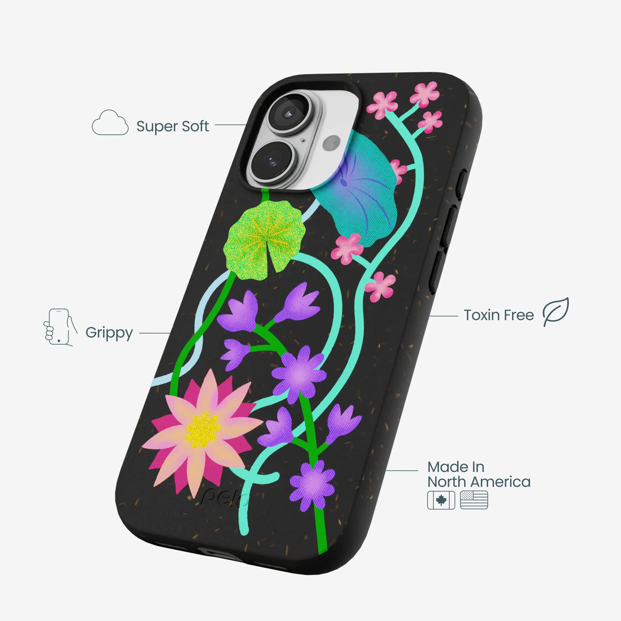 Black Neon Garden iPhone 17 Case - Image 3