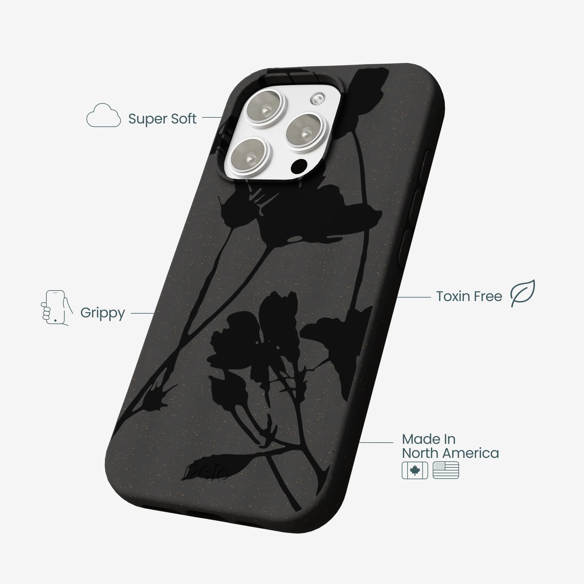 Black Shadow Petals iPhone 16 Pro Max Case - Image 4