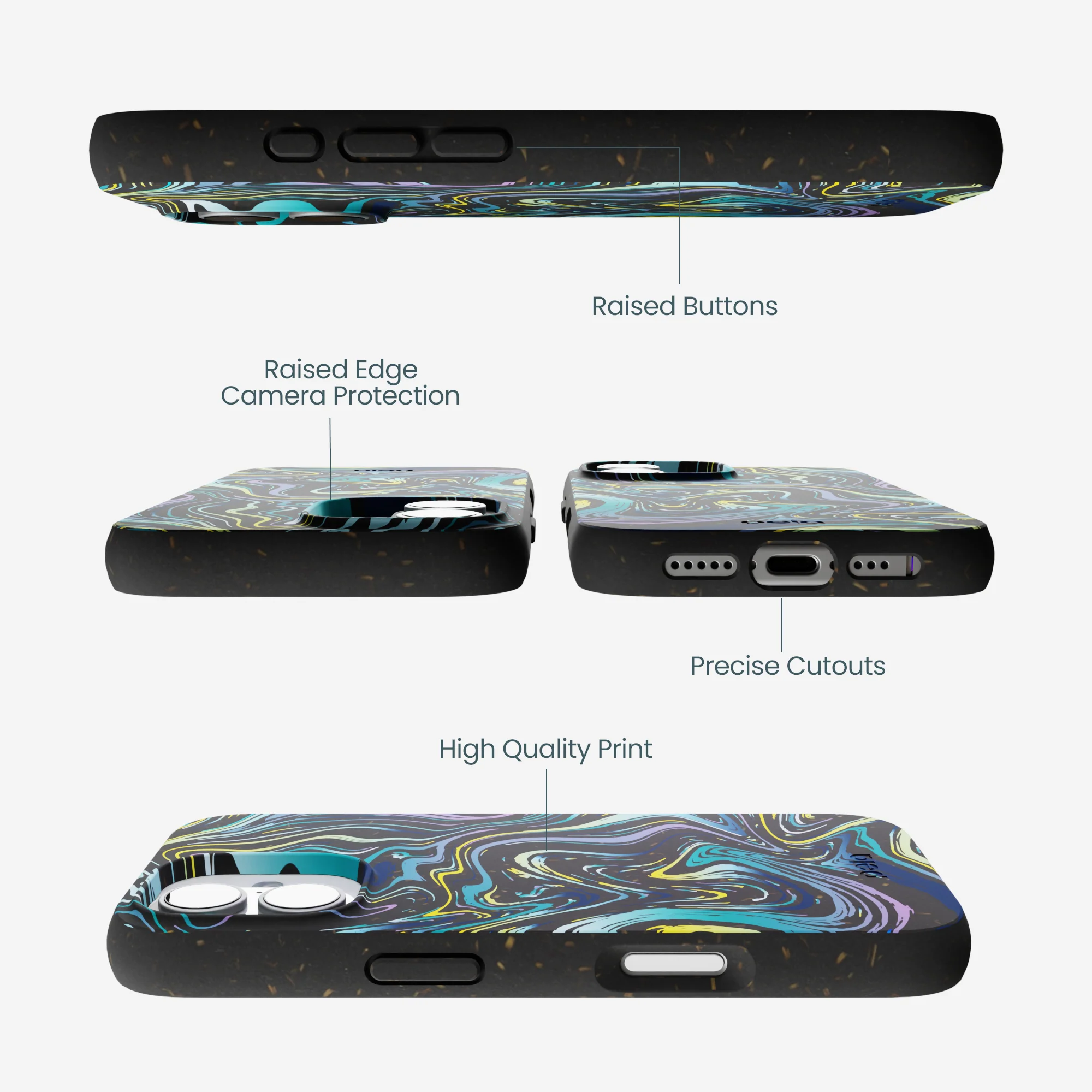 Black Space Waves iPhone 17 Case - Image 2