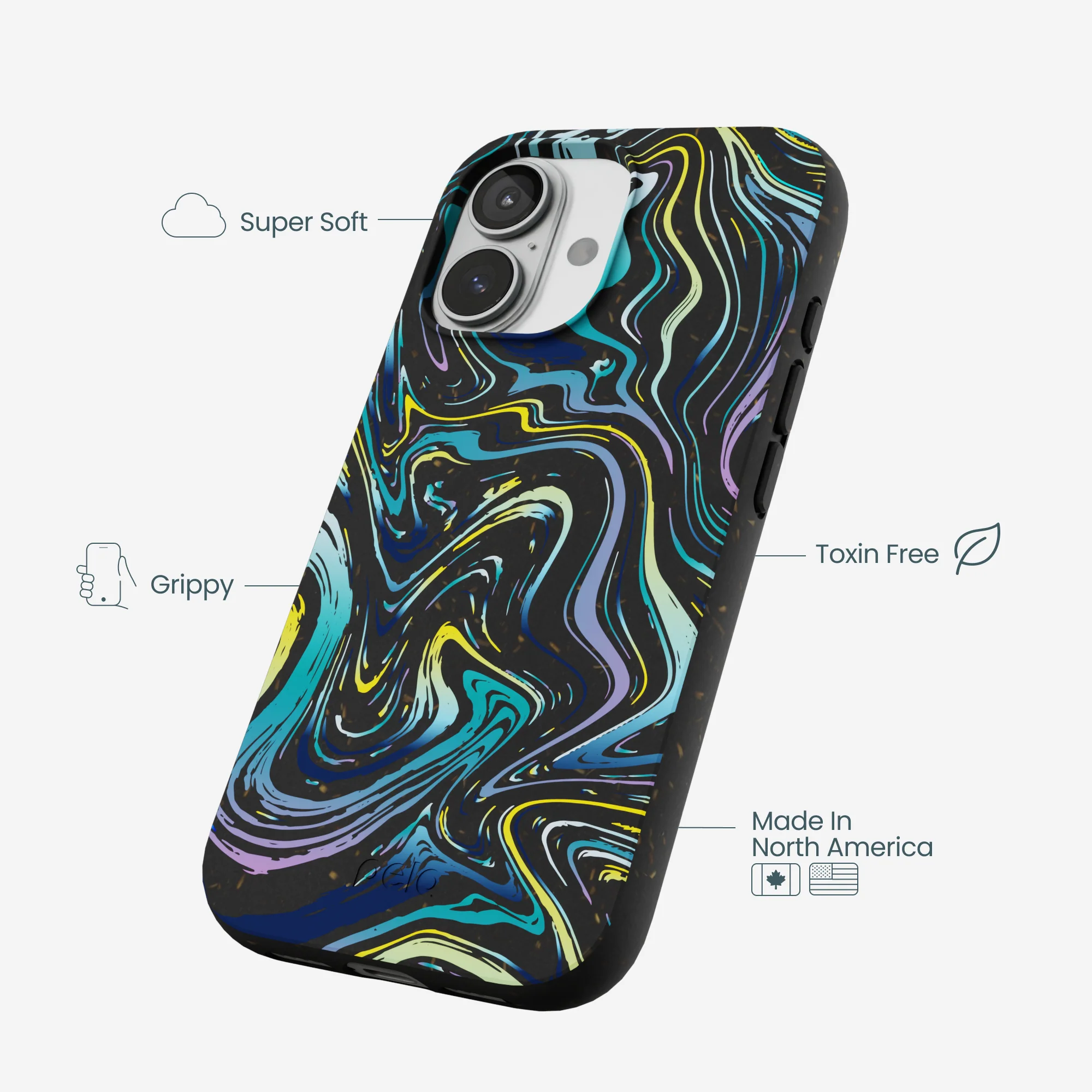 Black Space Waves iPhone 17 Case - Image 3