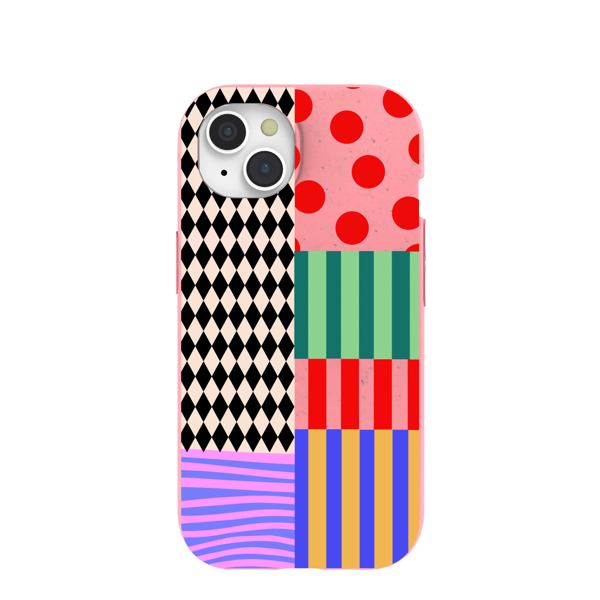 Bubblegum Pink Juggling Colors iPhone 15 Case