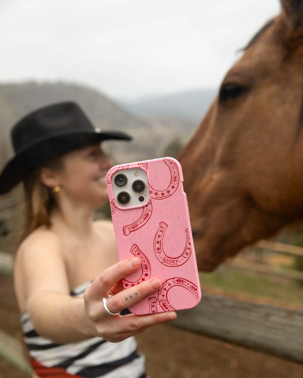 Bubblegum Pink Lucky Horseshoe iPhone 12 Pro Max Case - Image 2