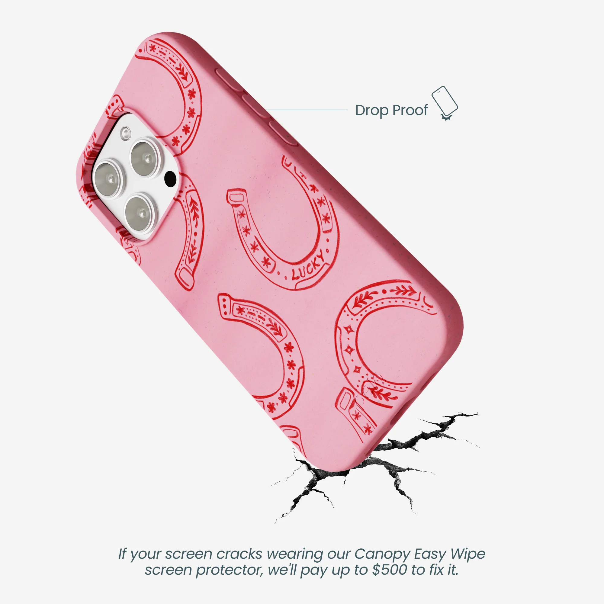 Bubblegum Pink Lucky Horseshoe iPhone 16 Pro Max Case - Image 5