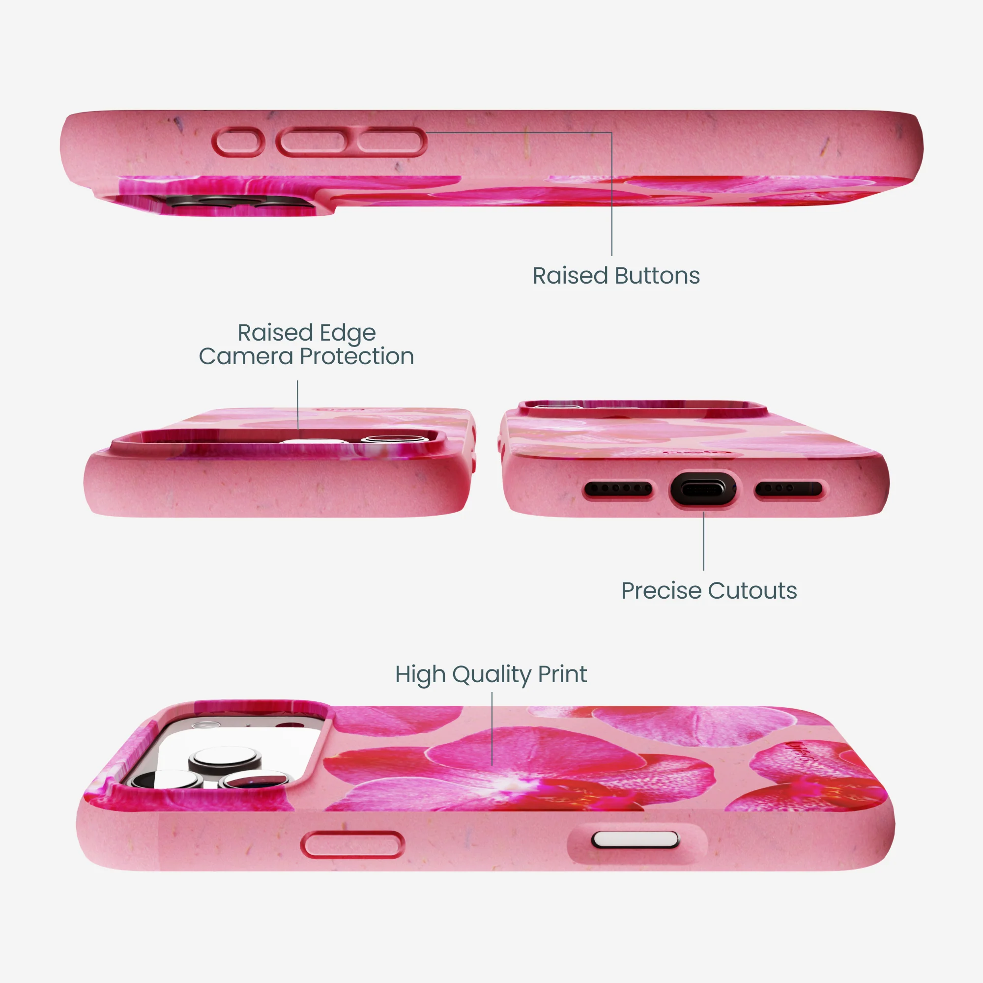 Bubblegum Pink Pink Orchids iPhone 17 Pro Max Case - Image 2