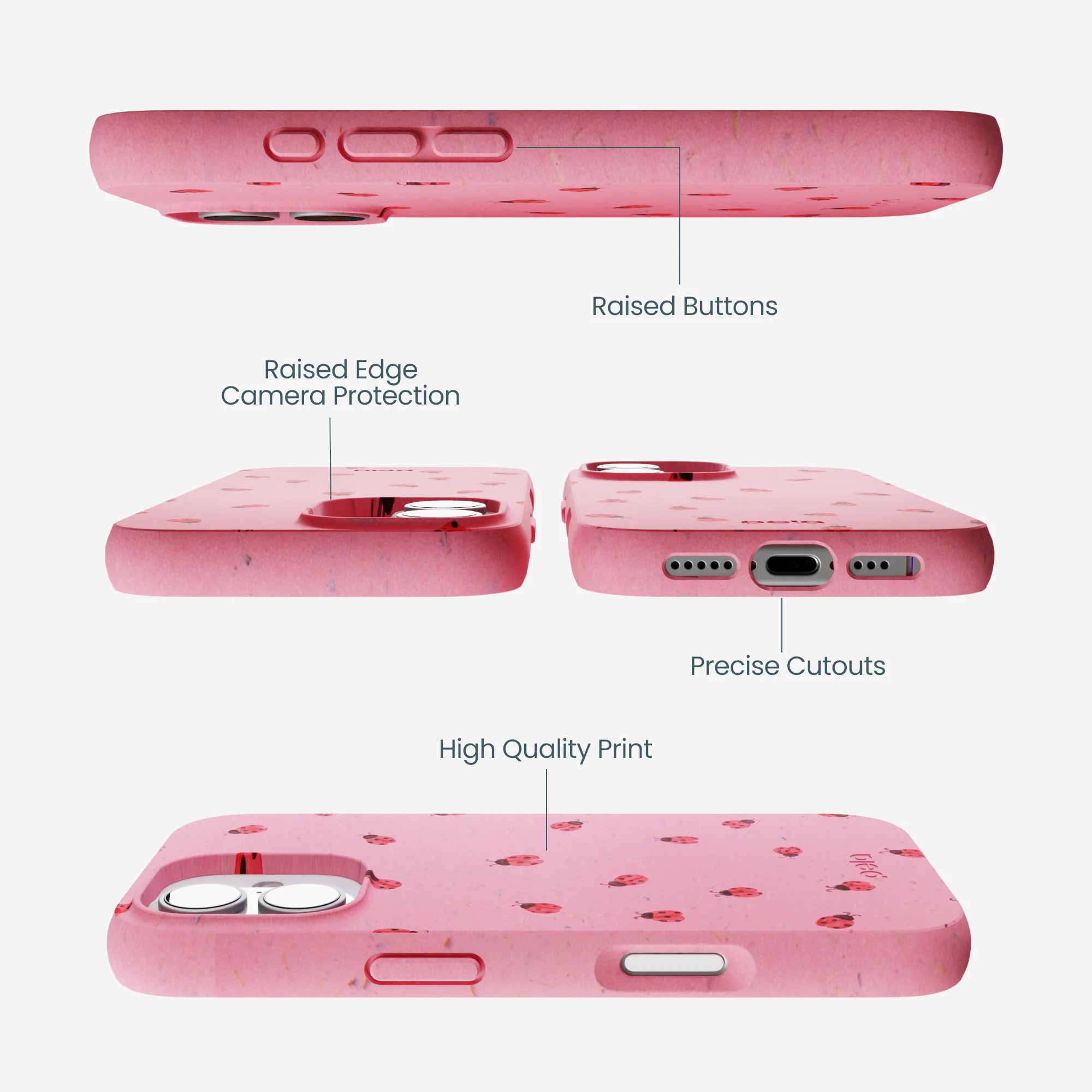 Bubblegum Pink Rosy Ladybug iPhone 17 Case - Image 2