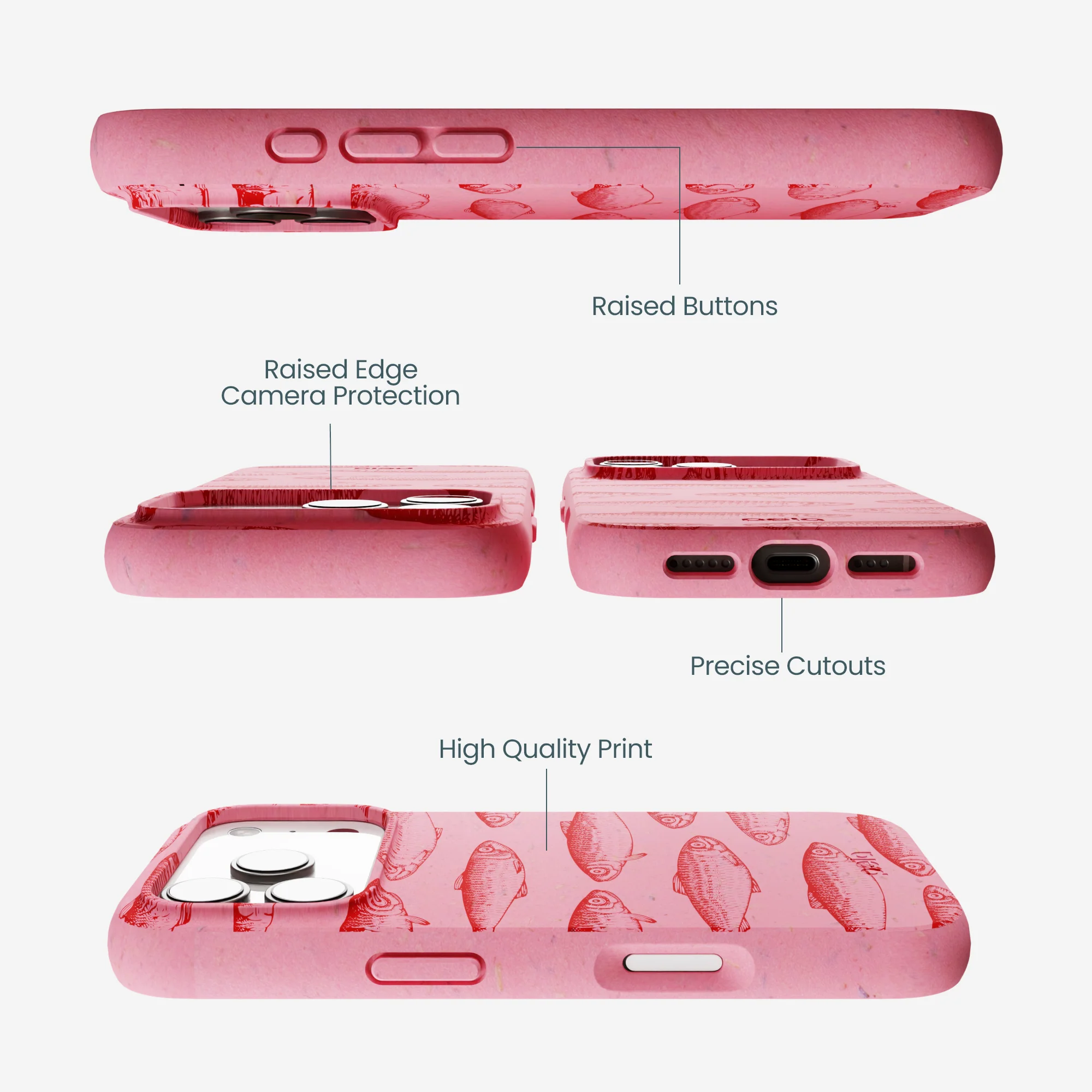 Bubblegum Pink Sardine Stream iPhone 17 Pro Case - Image 3
