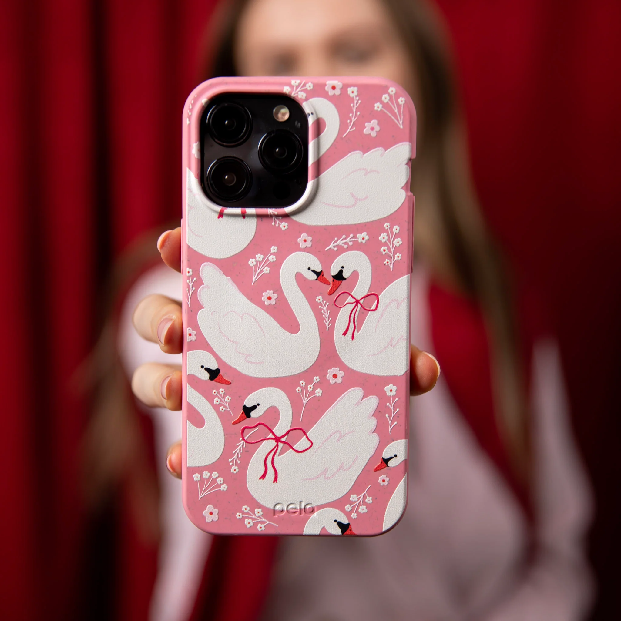 Bubblegum Pink Swan Garden iPhone 14 Pro Max Case - Image 5