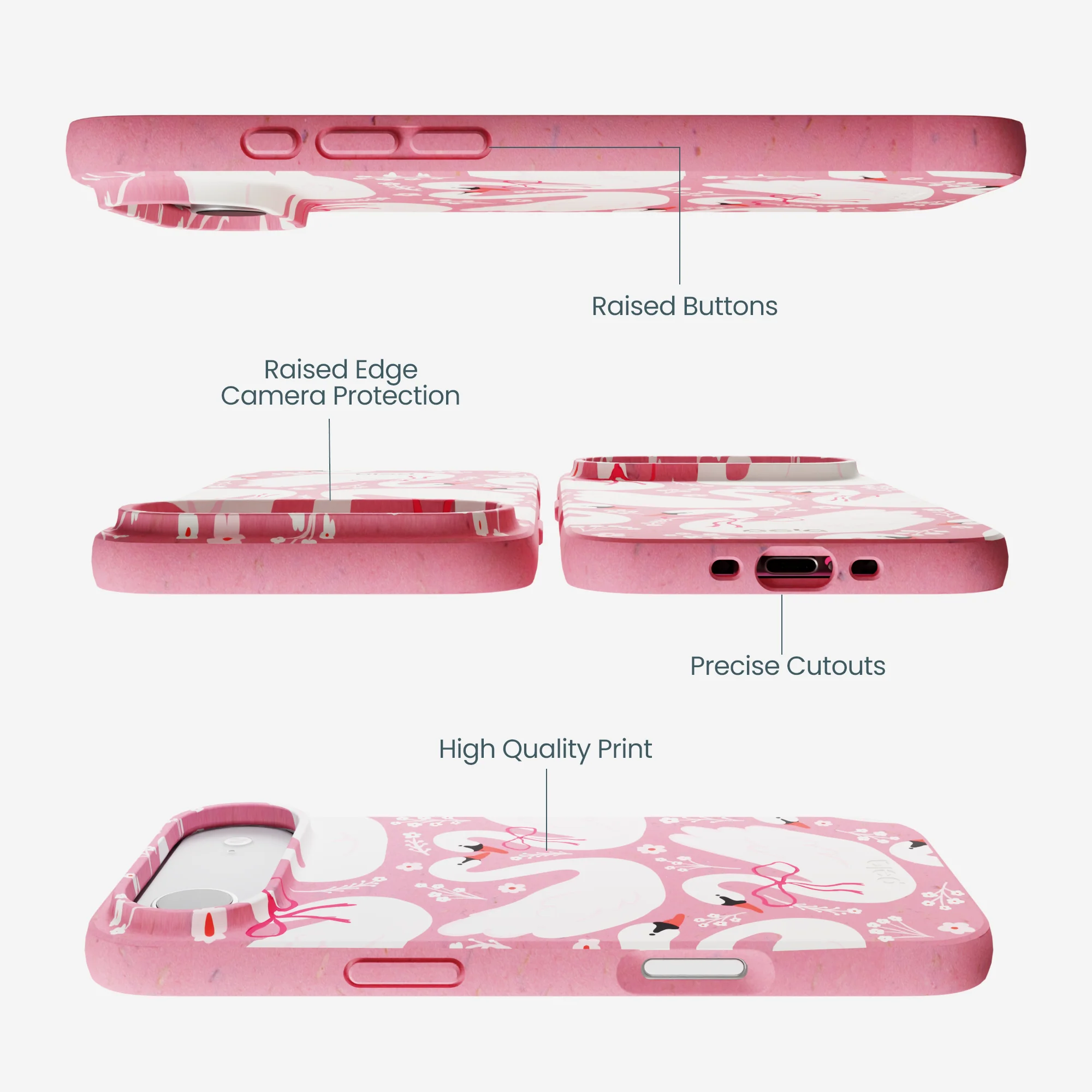 Bubblegum Pink Swan Garden iPhone Air Case - Image 3