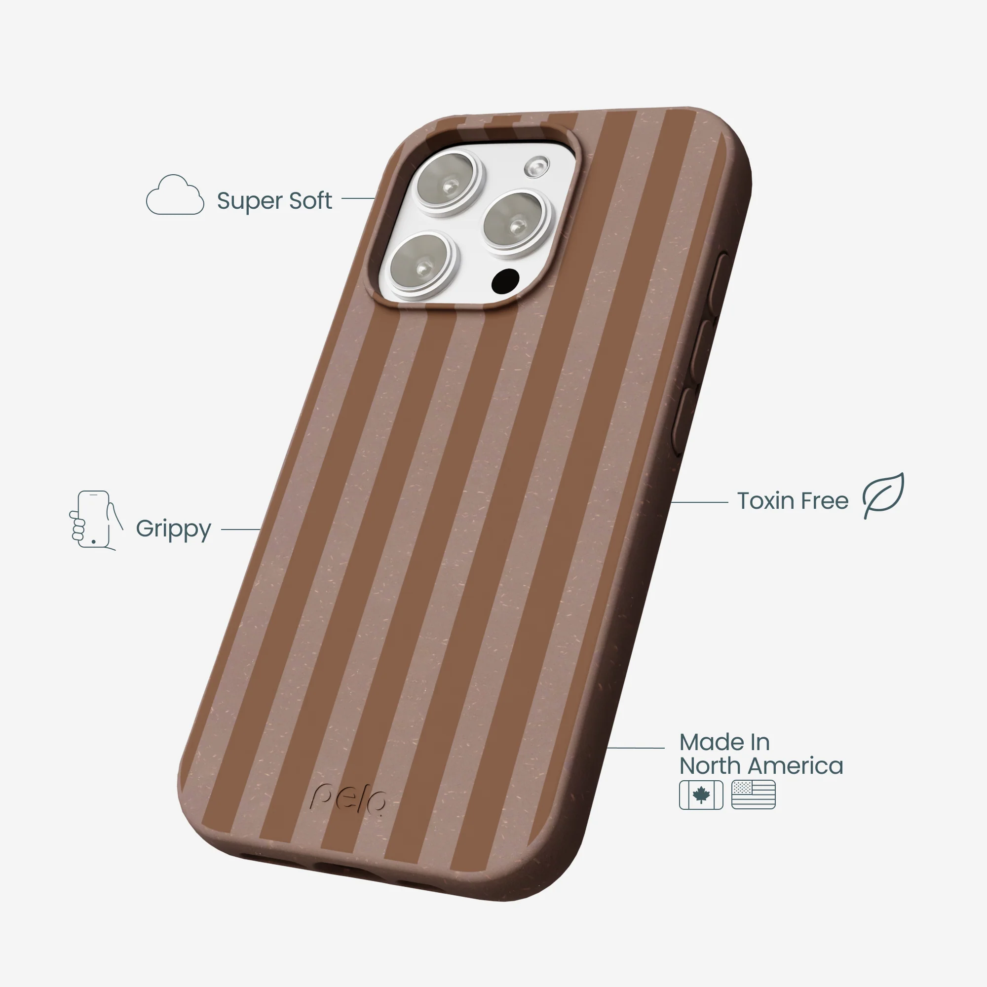 Chocolate Brown Cocoa Stripes iPhone 16 Pro Max Case - Image 4