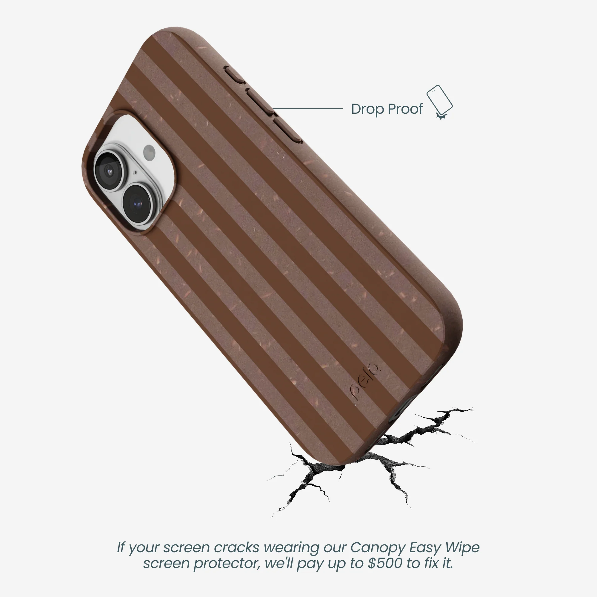 Chocolate Brown Cocoa Stripes iPhone 17 Case - Image 5