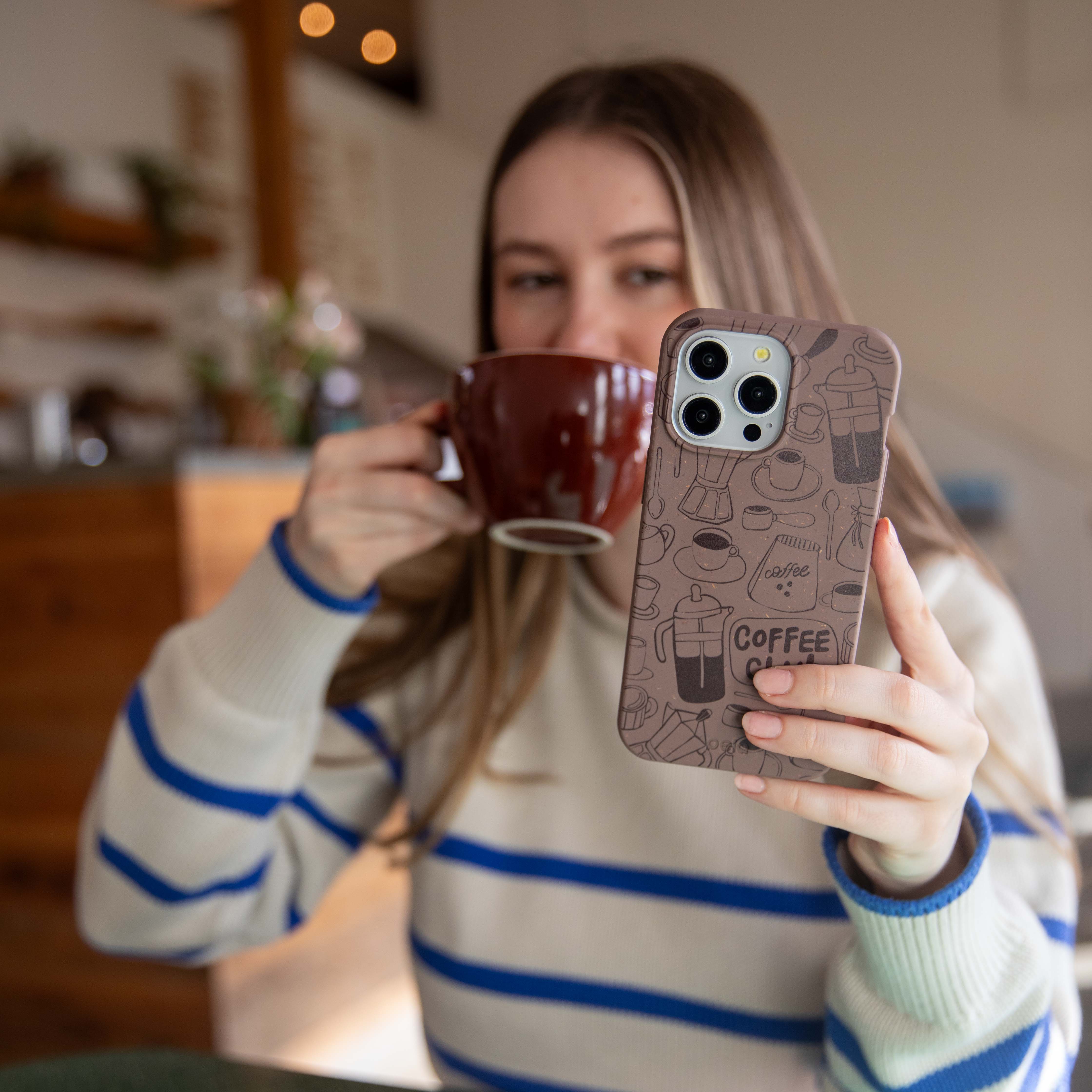 Chocolate Brown Coffee Club iPhone 14 Plus Case - Image 5
