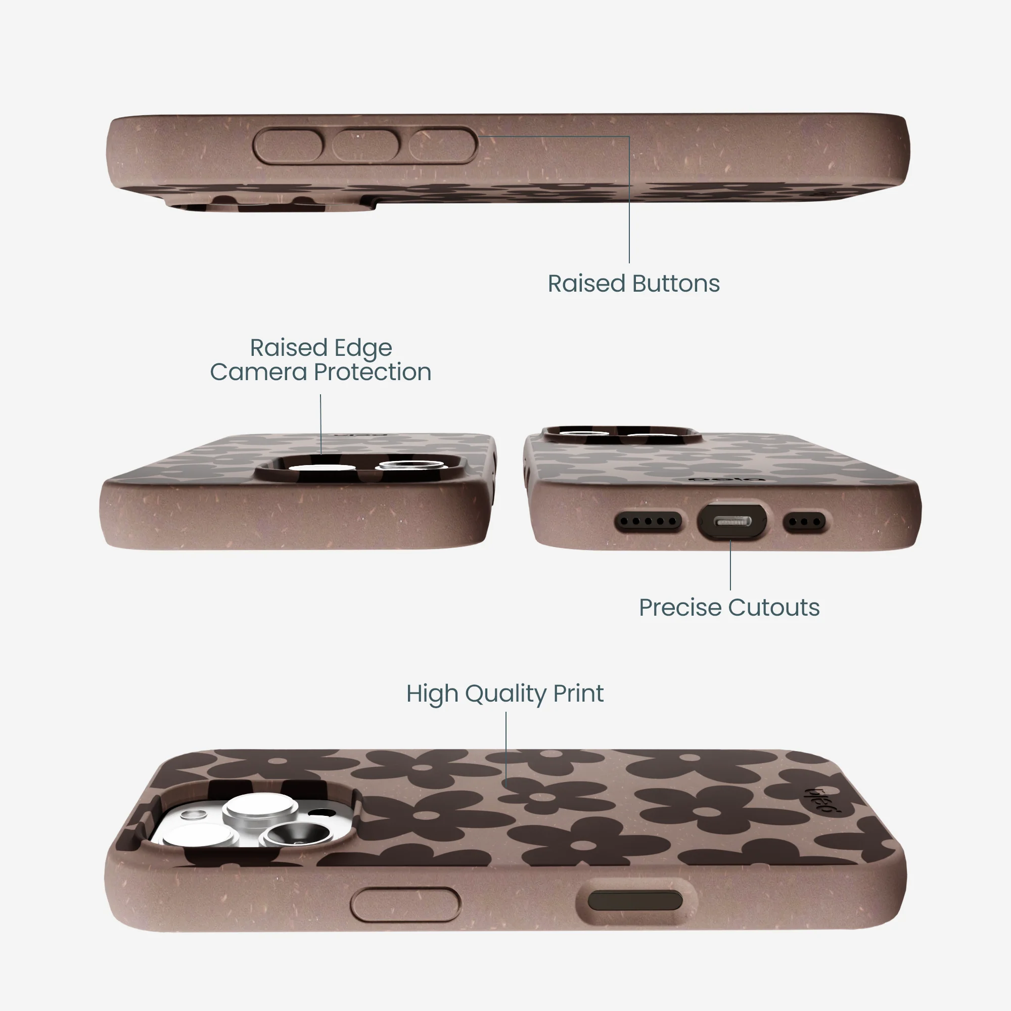 Chocolate Brown Earthy Blooms iPhone 16 Pro Max Case - Image 3