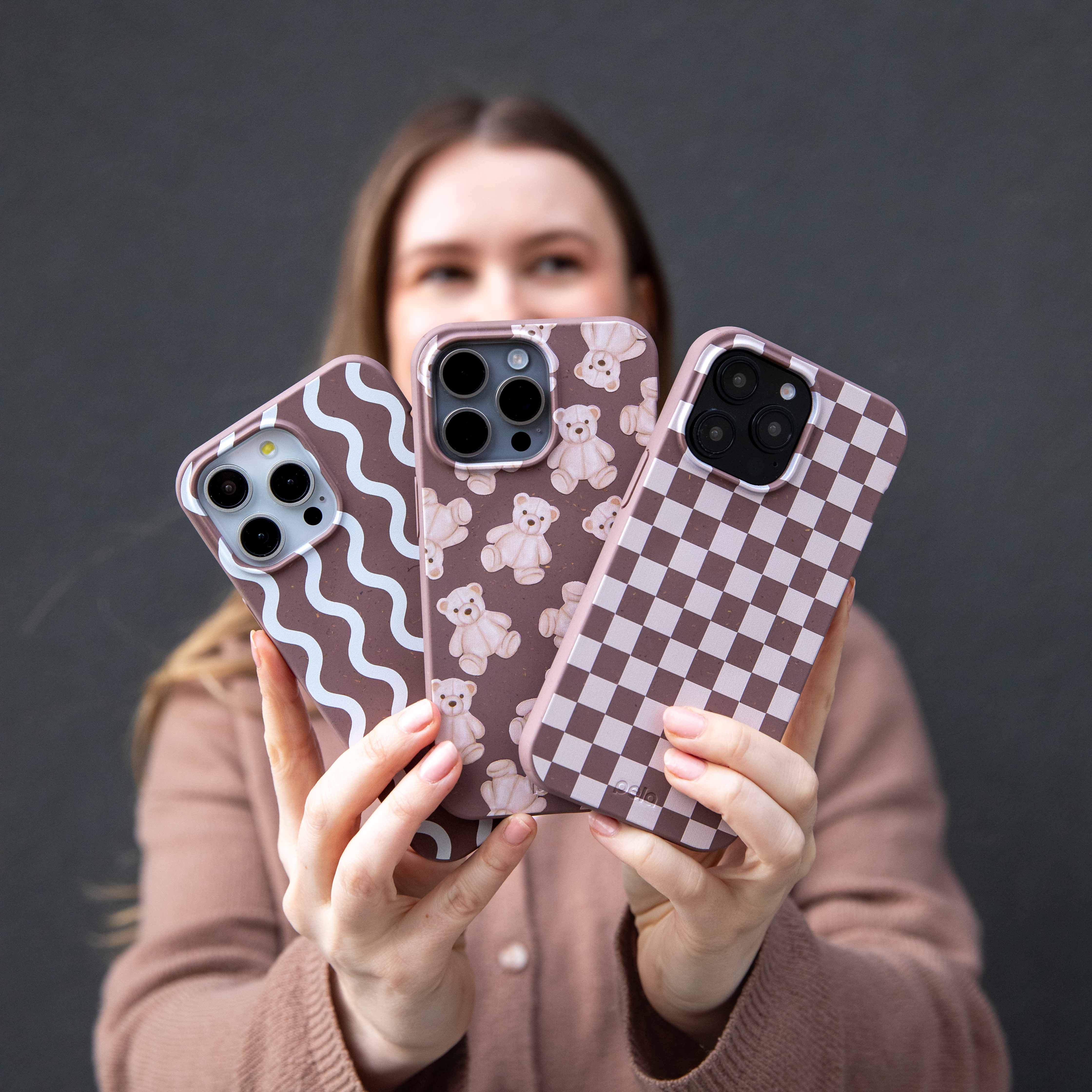 Chocolate Brown Latte Check iPhone 13 Case - Image 5