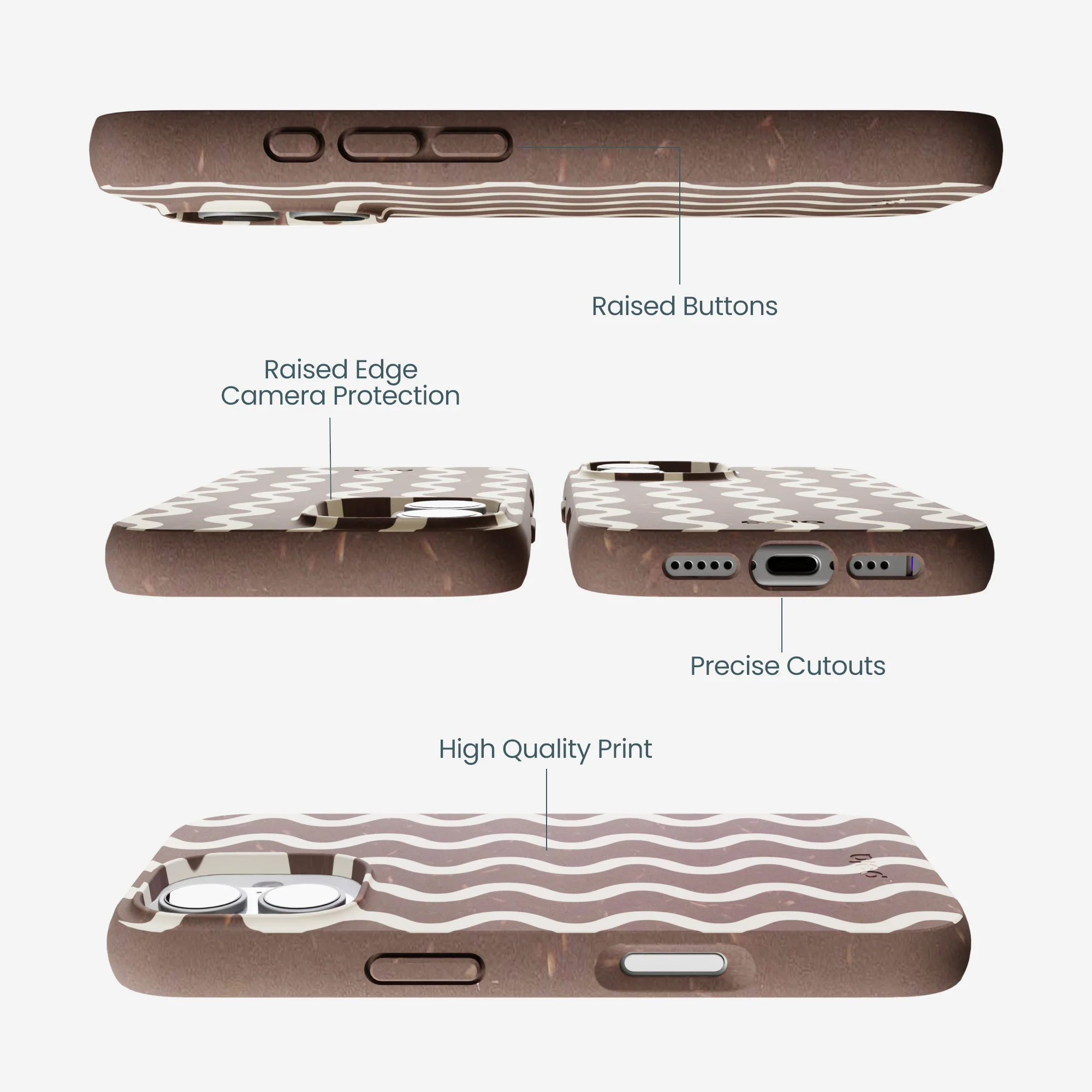 Chocolate Brown Latte Waves iPhone 17 Case - Image 3