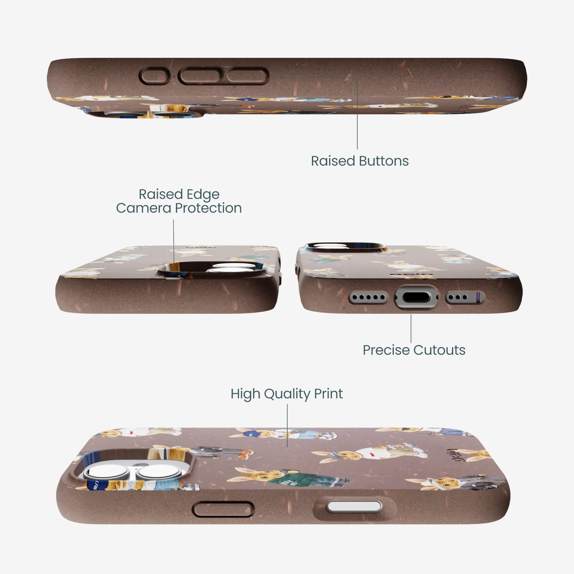 Chocolate Brown Rabbit Friends iPhone 17 Case - Image 3