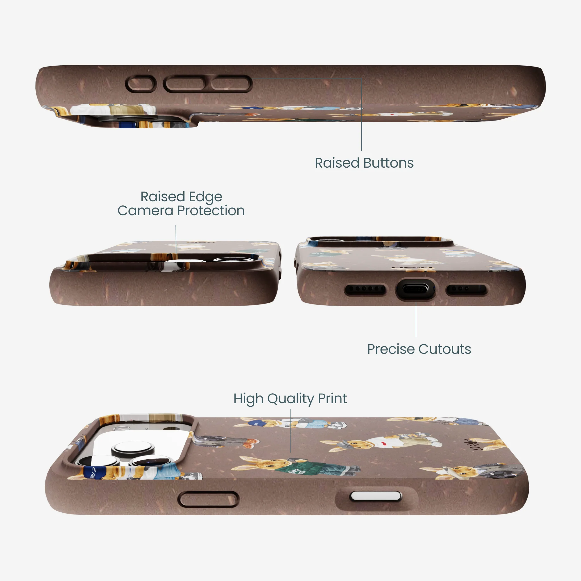 Chocolate Brown Rabbit Friends iPhone 17 Pro Max Case - Image 3