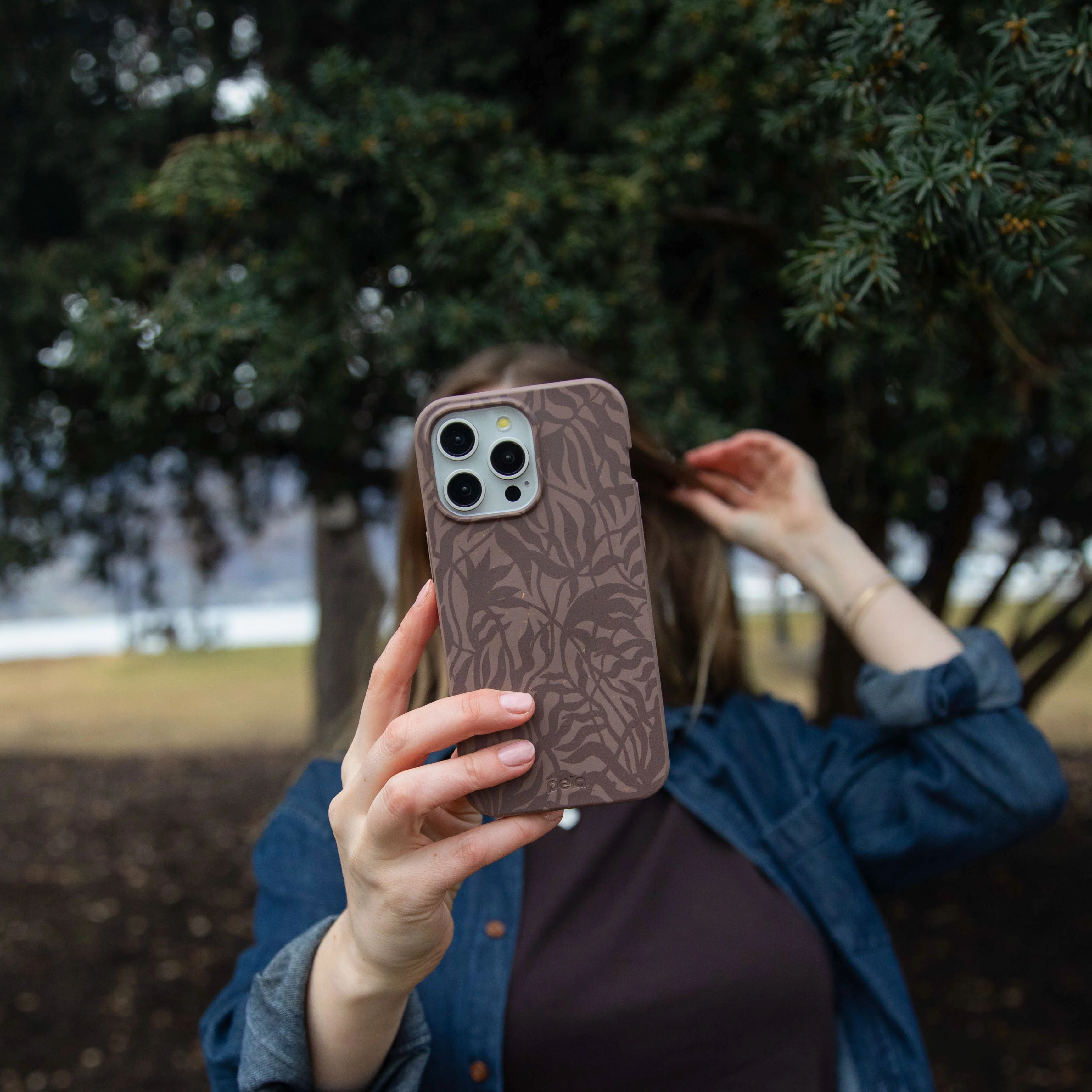 Chocolate Brown Rustic Leaves iPhone 12/ iPhone 12 Pro Case - Image 5