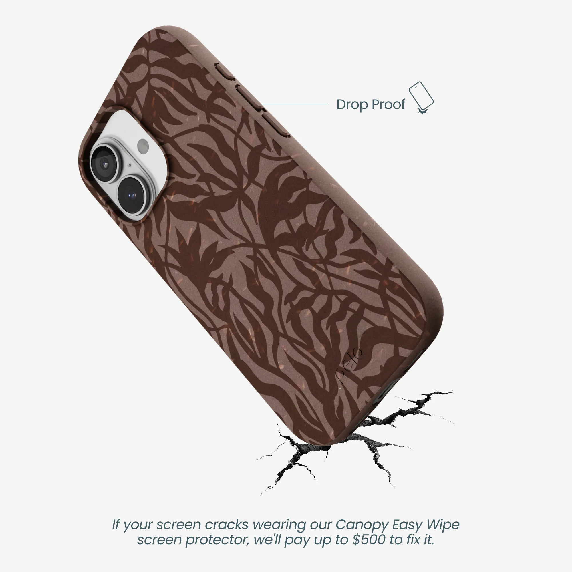 Chocolate Brown Rustic Leaves iPhone 17 Case - Image 5