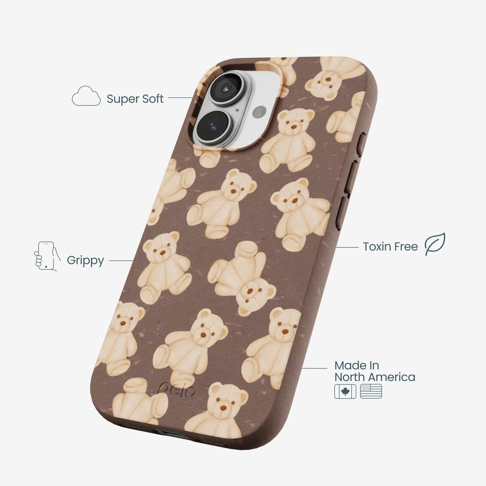 Chocolate Brown Teddy Love iPhone 17 Case - Image 3