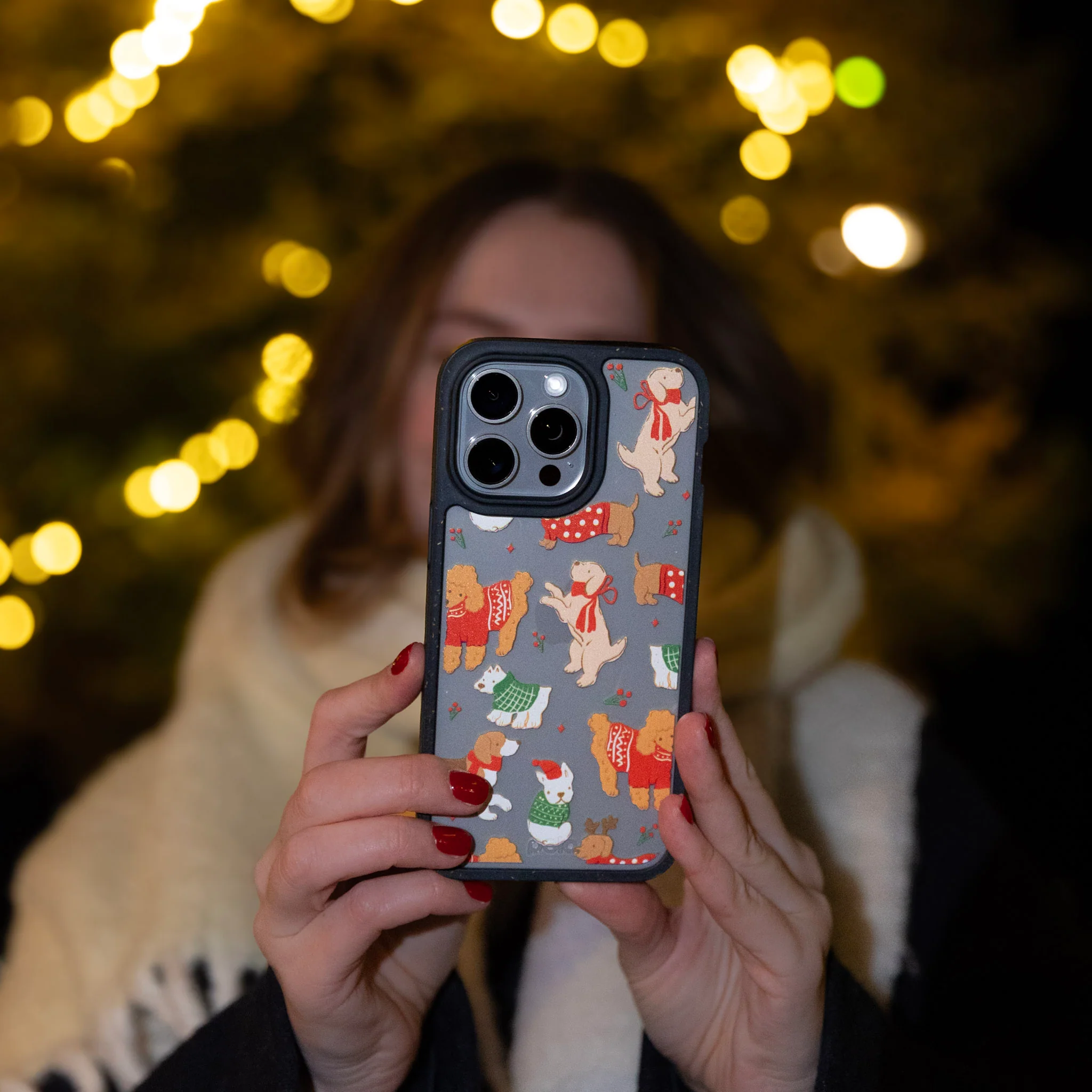 Clear Jolly Doggos iPhone 12 Mini Case With Black Ridge - Image 4