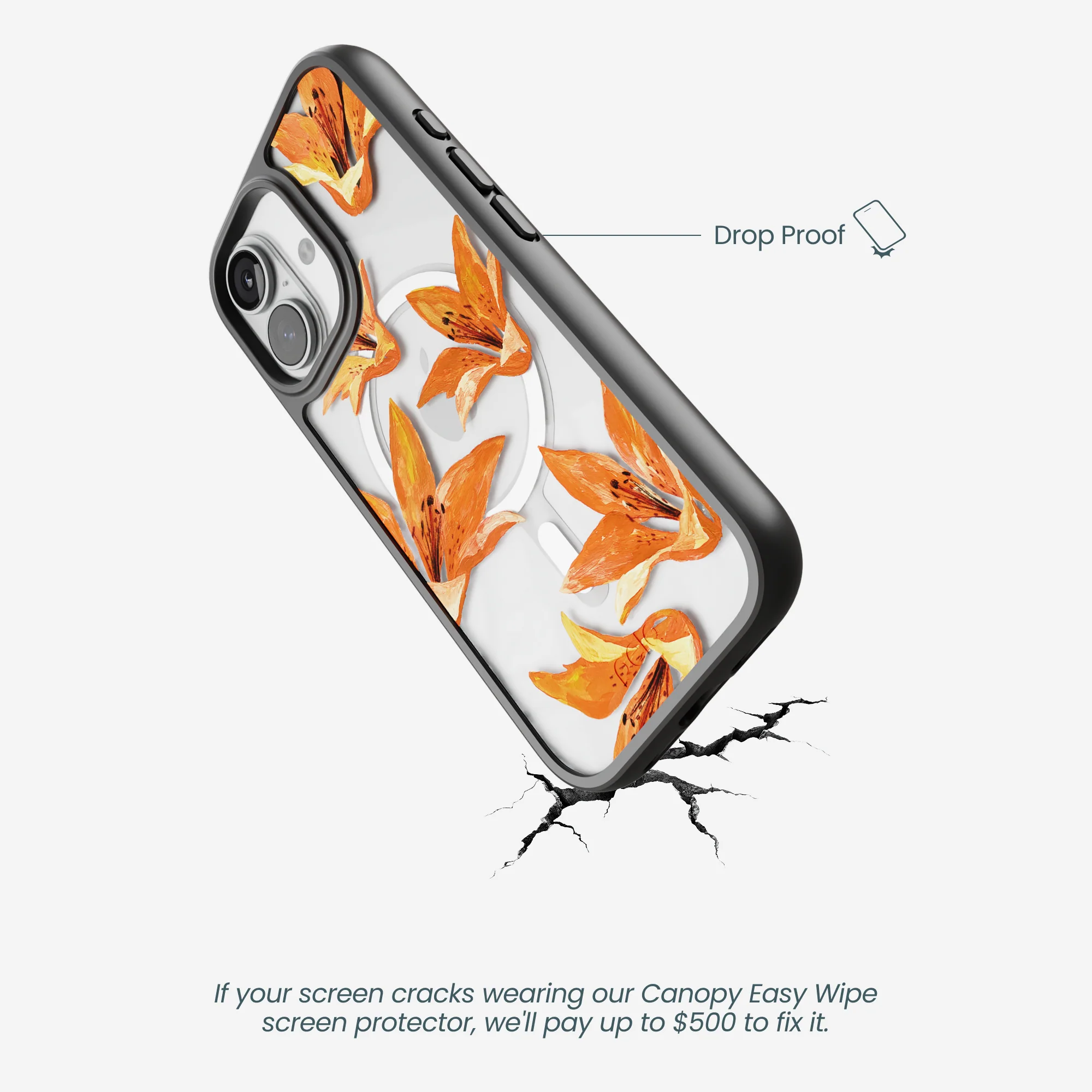 Clear Tiger Lily iPhone 17 Case With Noir Ridge (MagSafe included) - Image 4