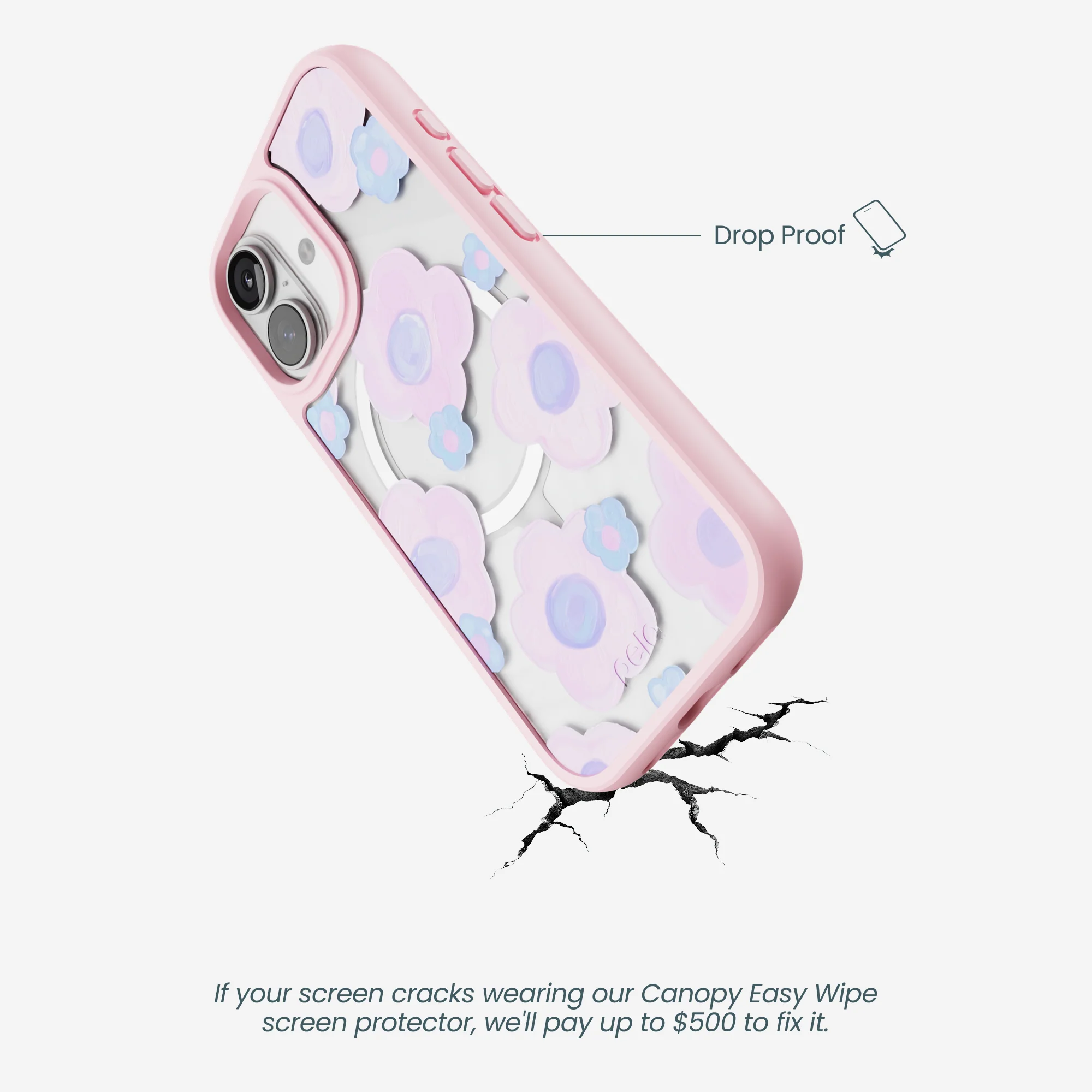 Clear Blush Bloom iPhone 17 Case With Petal Pink Ridge (MagSafe included) - Image 5