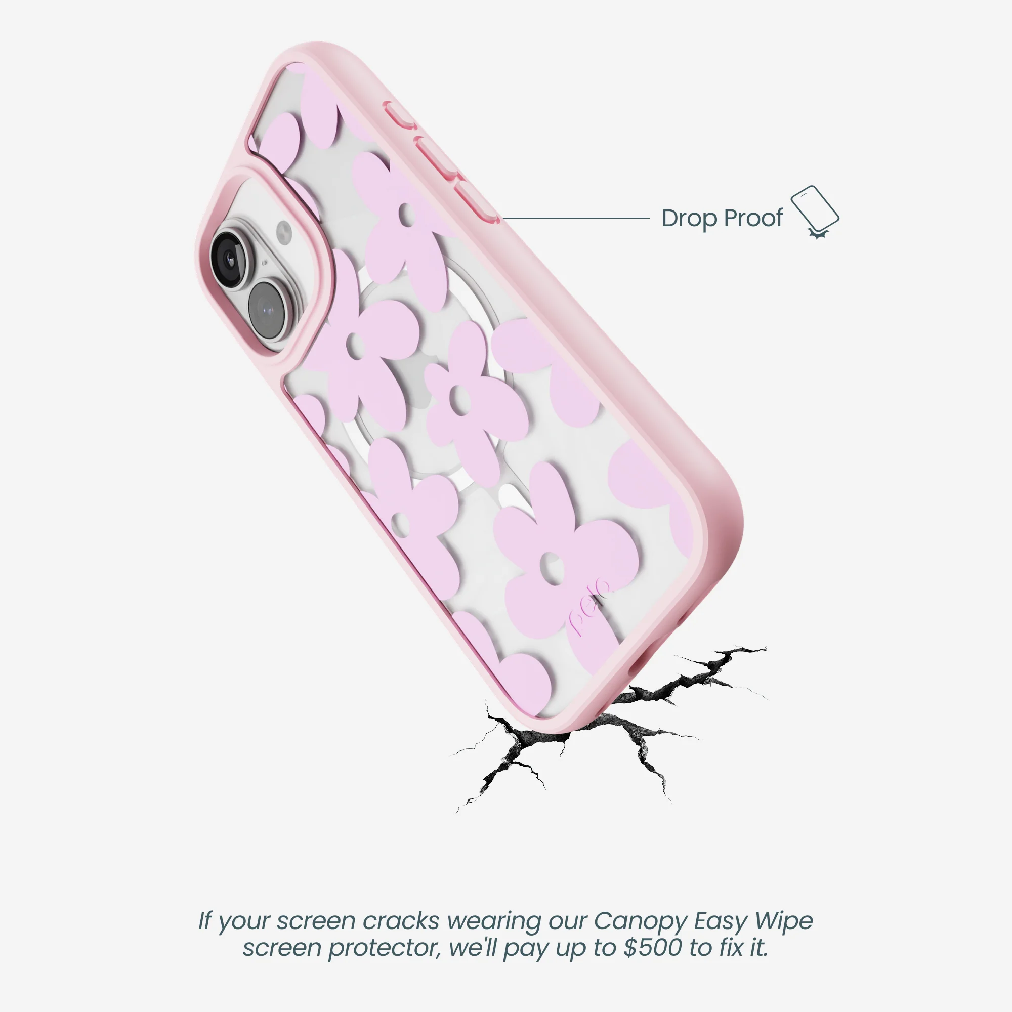 Clear Pink Blooms iPhone 17 Case With Petal Pink Ridge (MagSafe included) - Image 5