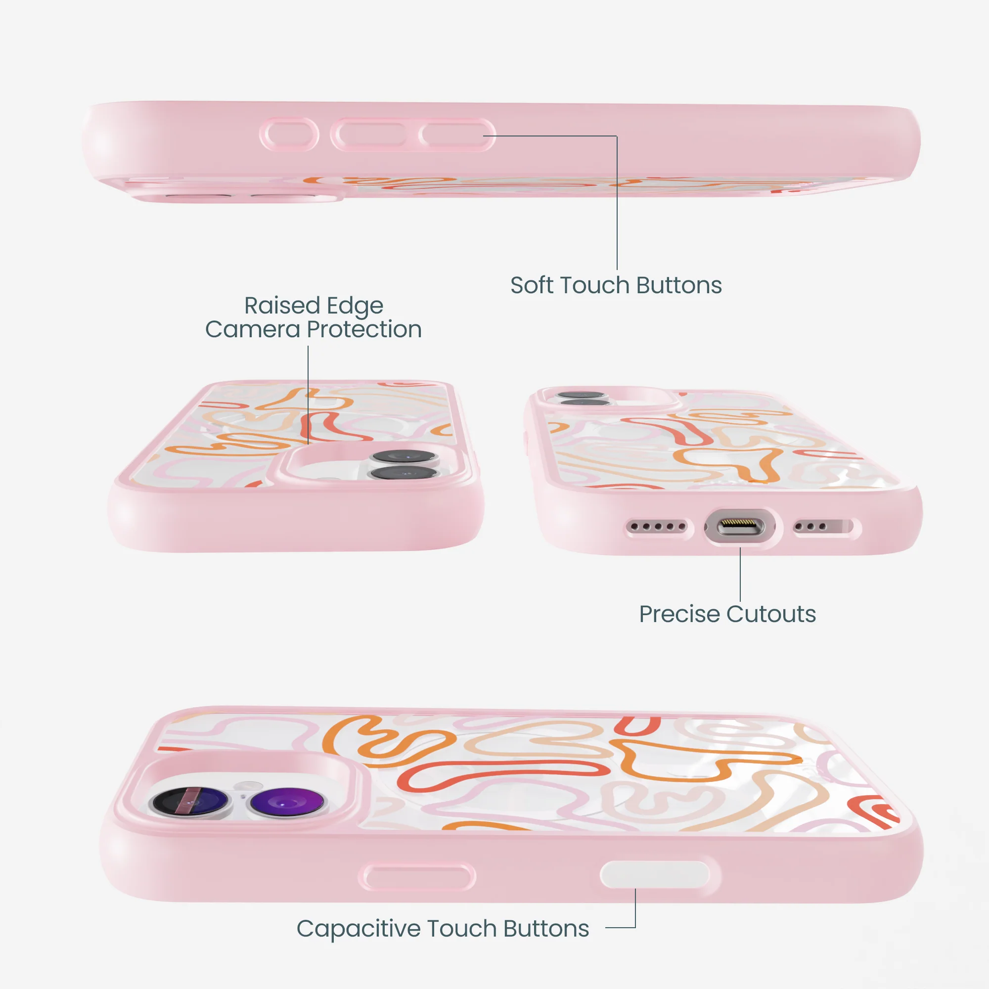 Clear Sweet Doodles iPhone 17 Case With Petal Pink Ridge (MagSafe included) - Image 2