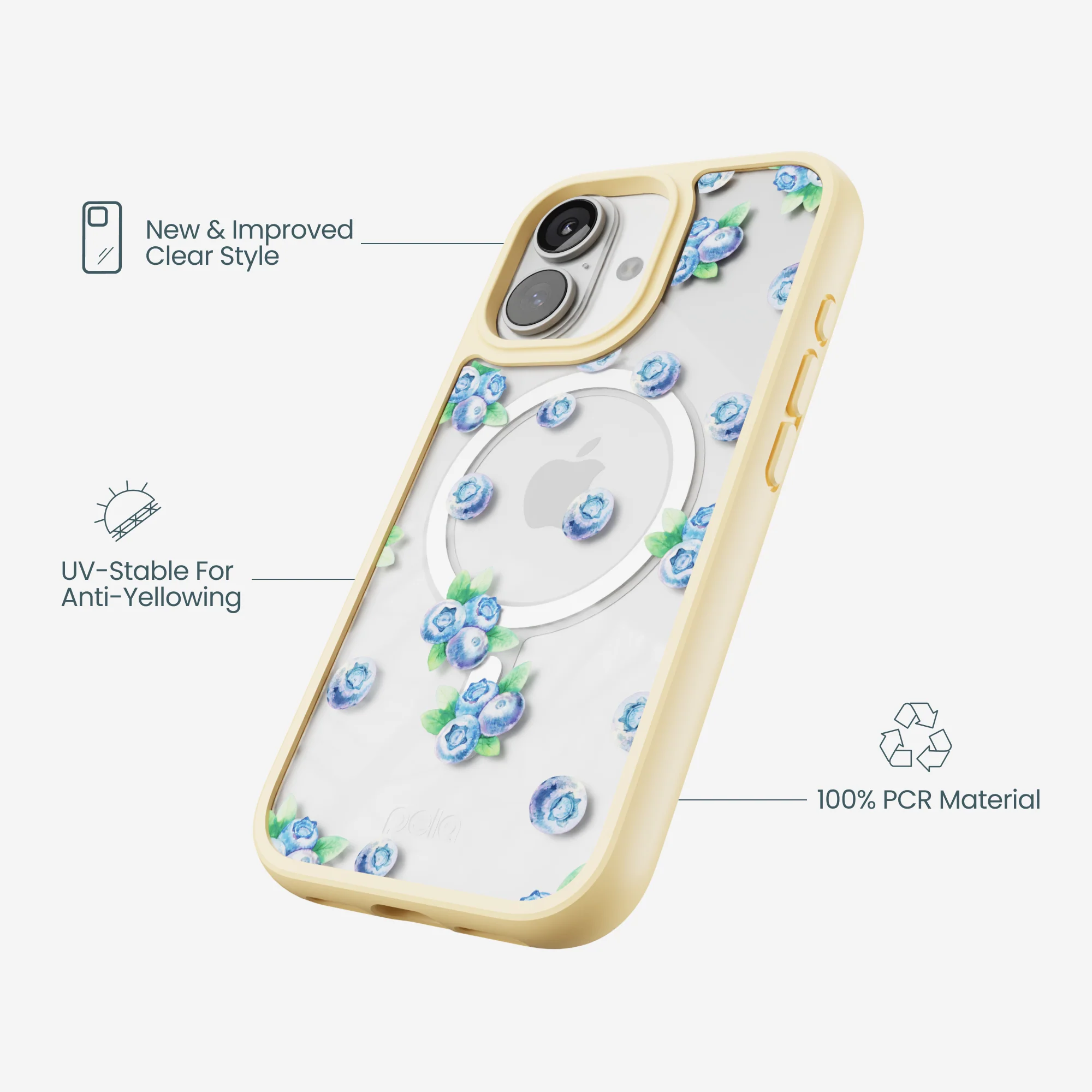 Clear Blueberry Pop iPhone 17 Case With Sunbeam Ridge (MagSafe included) - Image 3