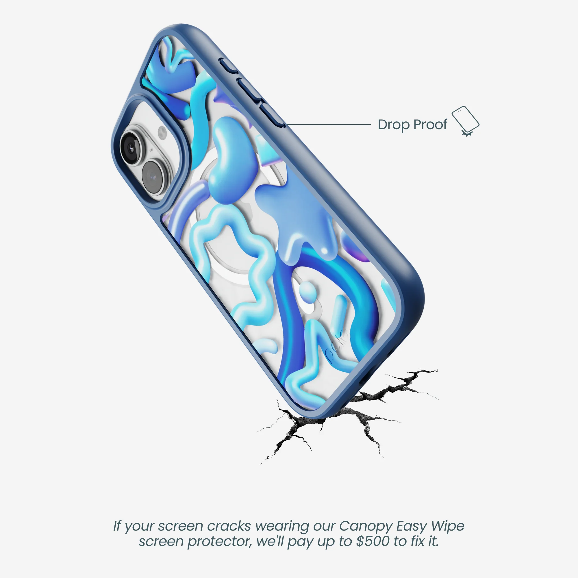 Clear Blue Chrome iPhone 17 Case With True Blue Ridge (MagSafe included) - Image 5