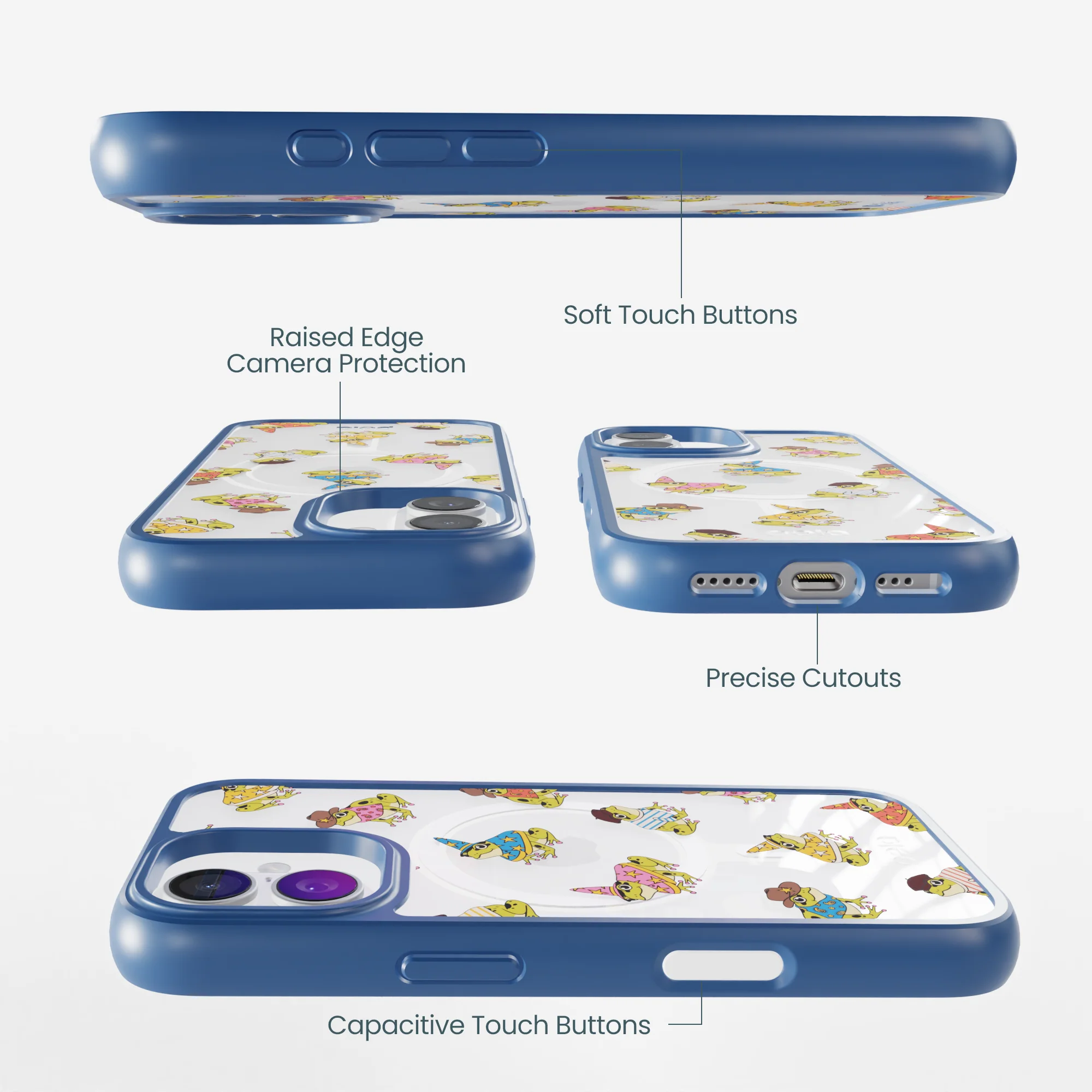 Clear Fancy Frogs iPhone 17 Case With True Blue Ridge (MagSafe included) - Image 2