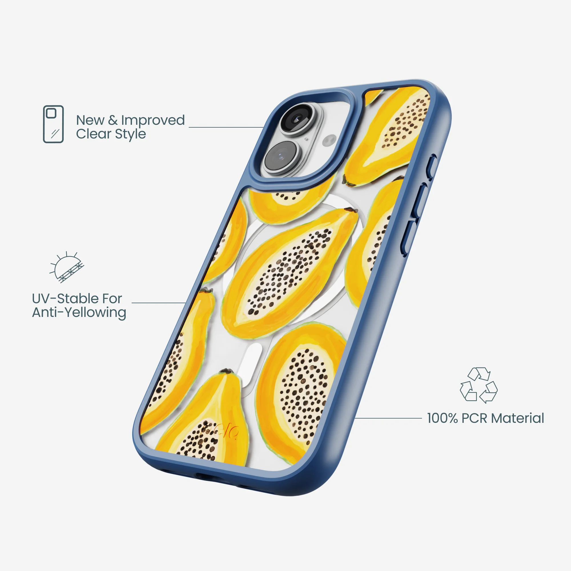 Clear Juicy Papayas iPhone 17 Case With True Blue Ridge (MagSafe included) - Image 4