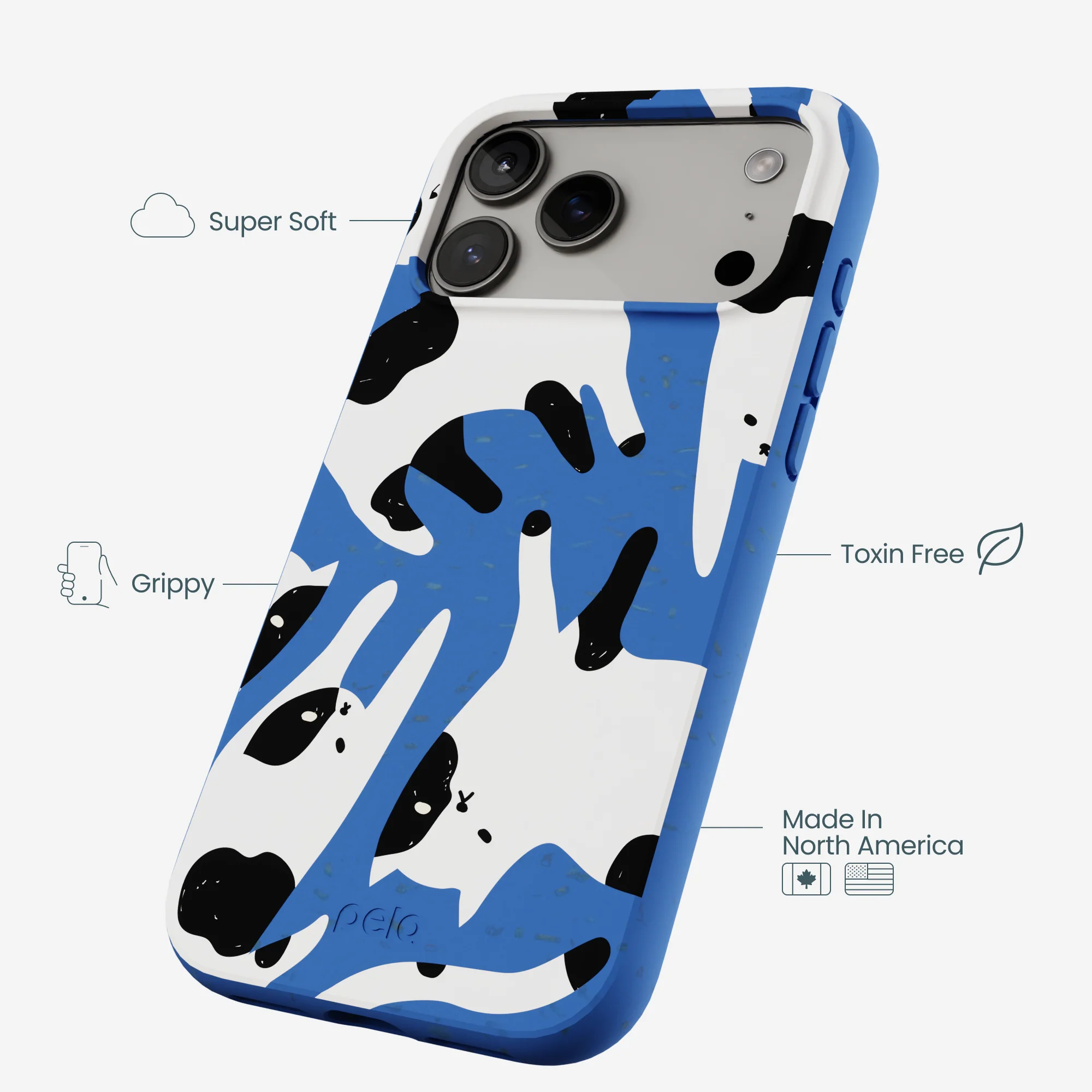 Electric Blue Cat Cow iPhone 17 Pro Max Case - Image 3