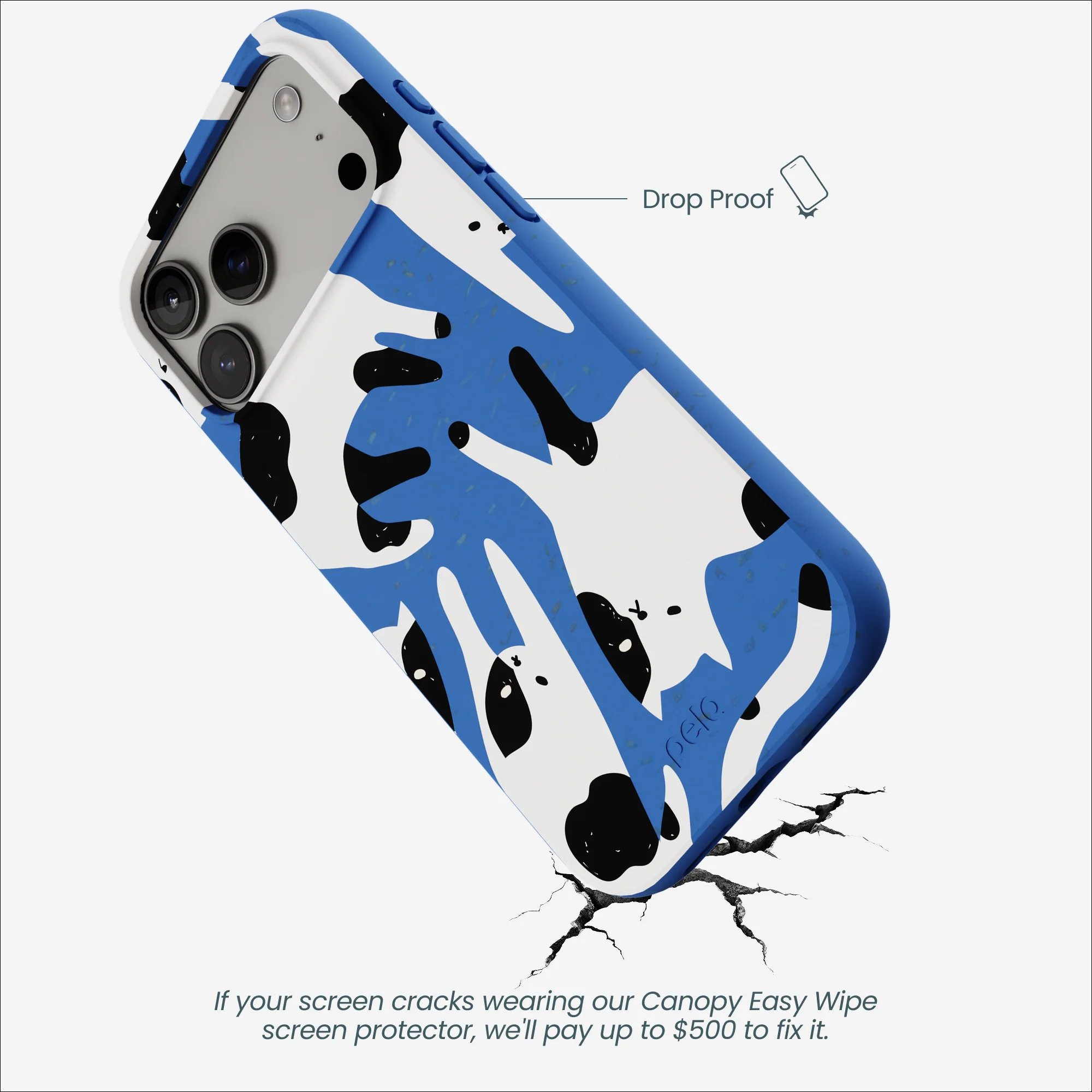 Electric Blue Cat Cow iPhone 17 Pro Max Case - Image 4