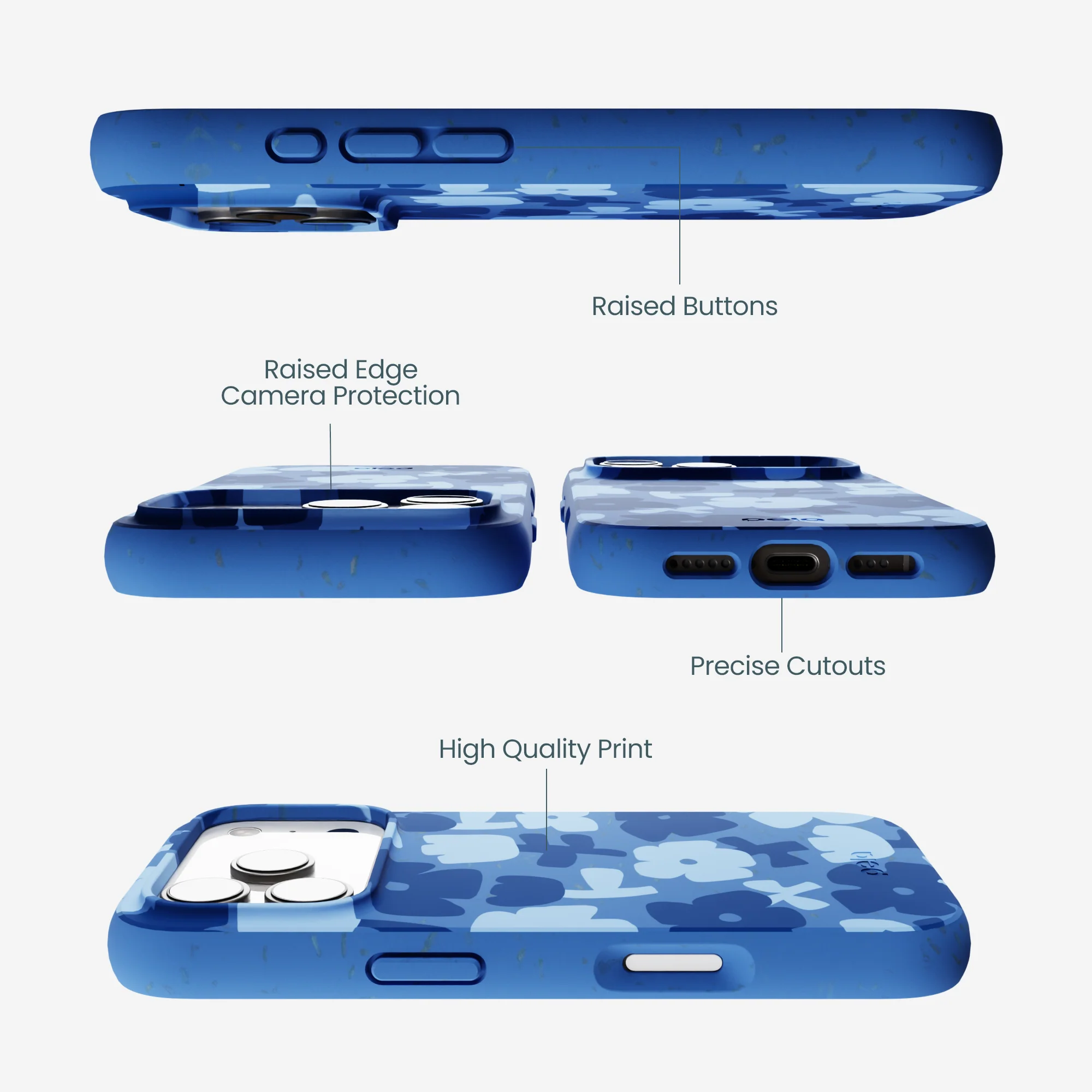 Electric Blue Daydream Blooms iPhone 17 Pro Case - Image 2