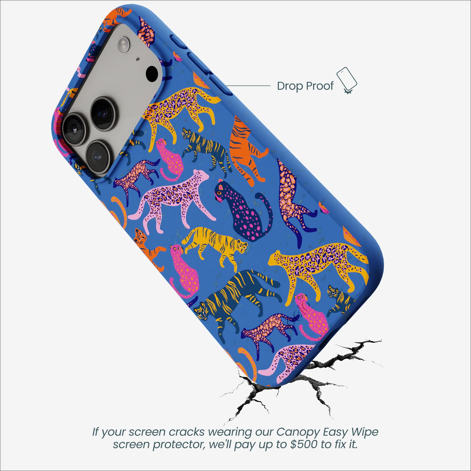 Electric Blue Jungle Cat iPhone 17 Pro Max Case - Image 5