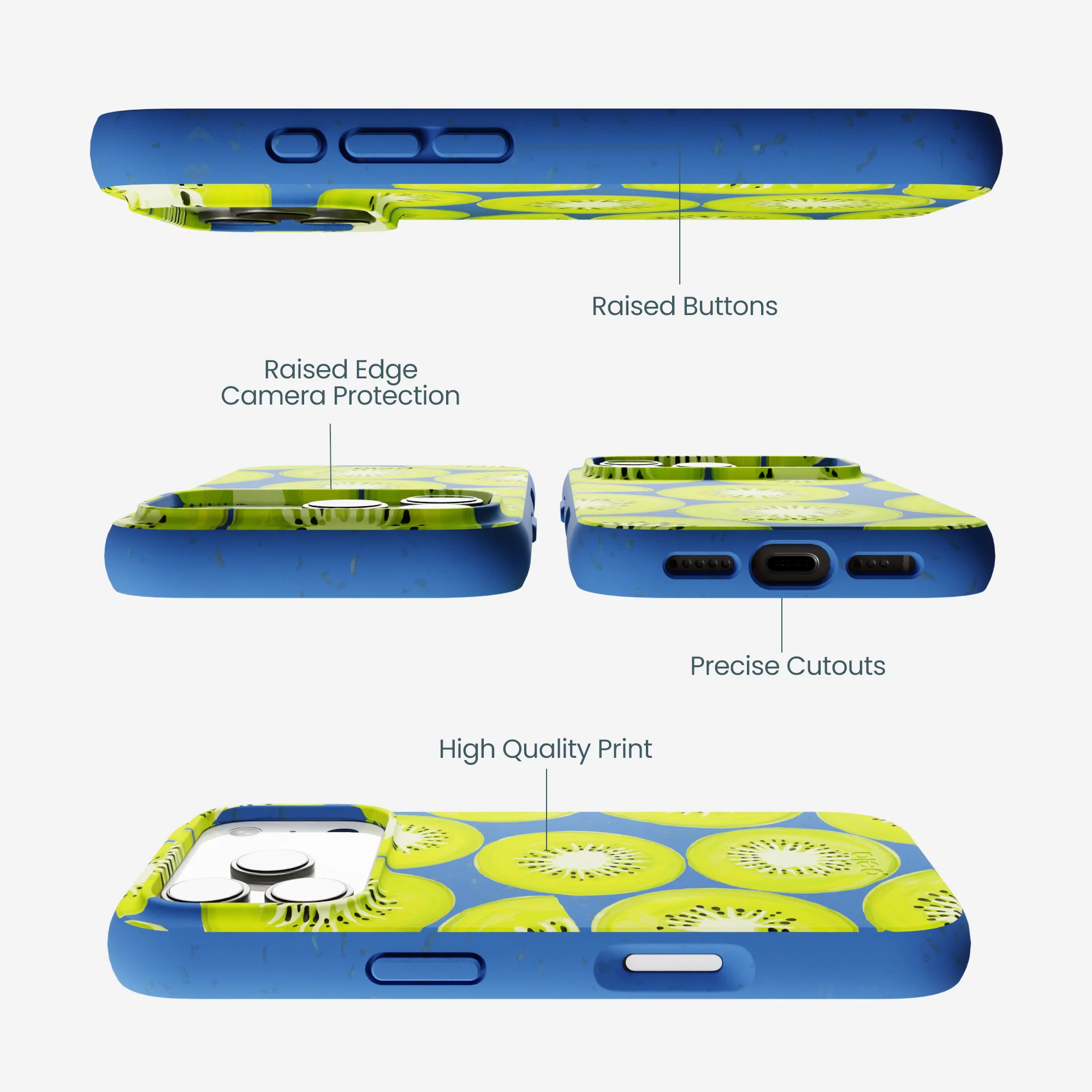 Electric Blue Kiwi Slices iPhone 17 Pro Case - Image 3