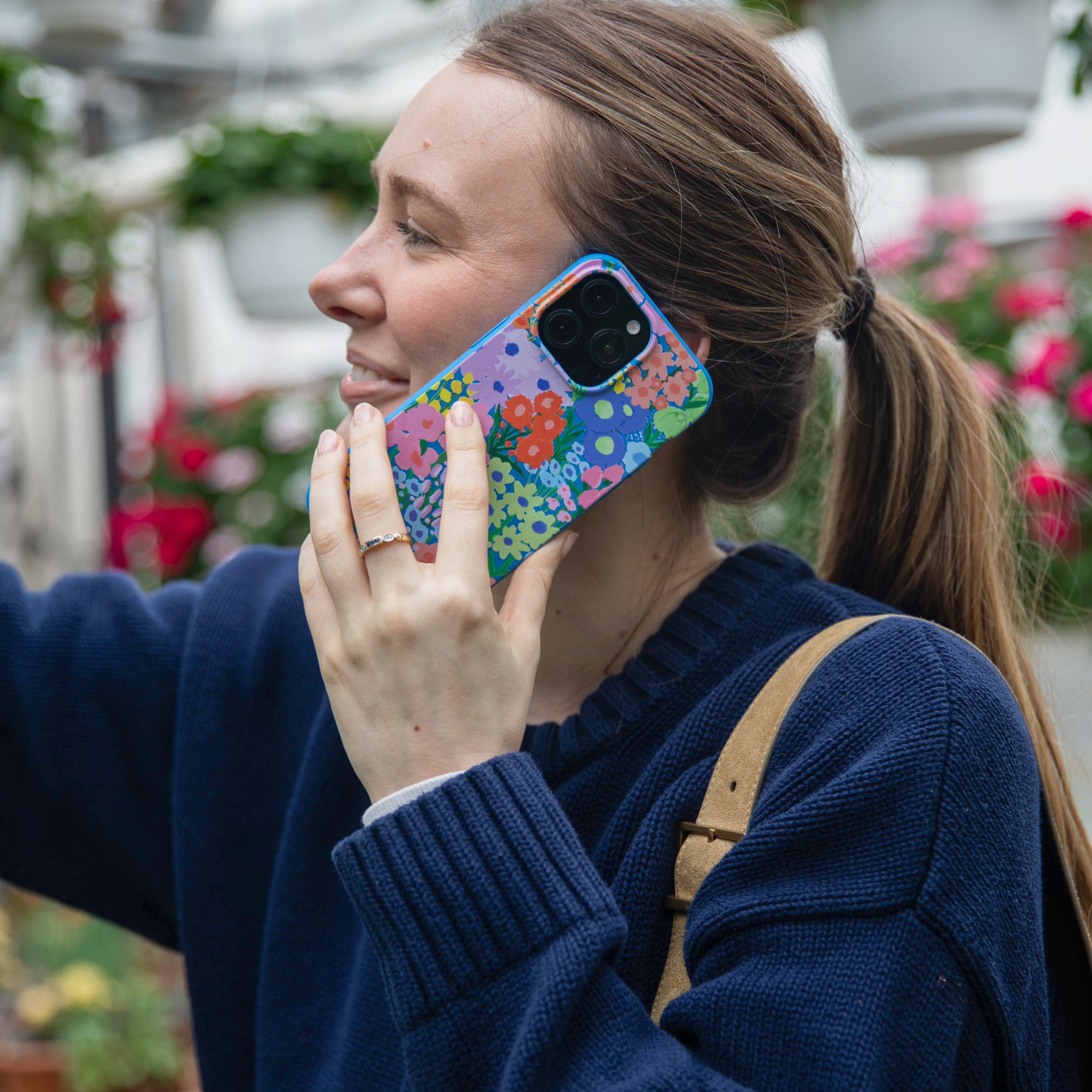 Electric Blue Painted Garden iPhone 12 Mini Case - Image 5