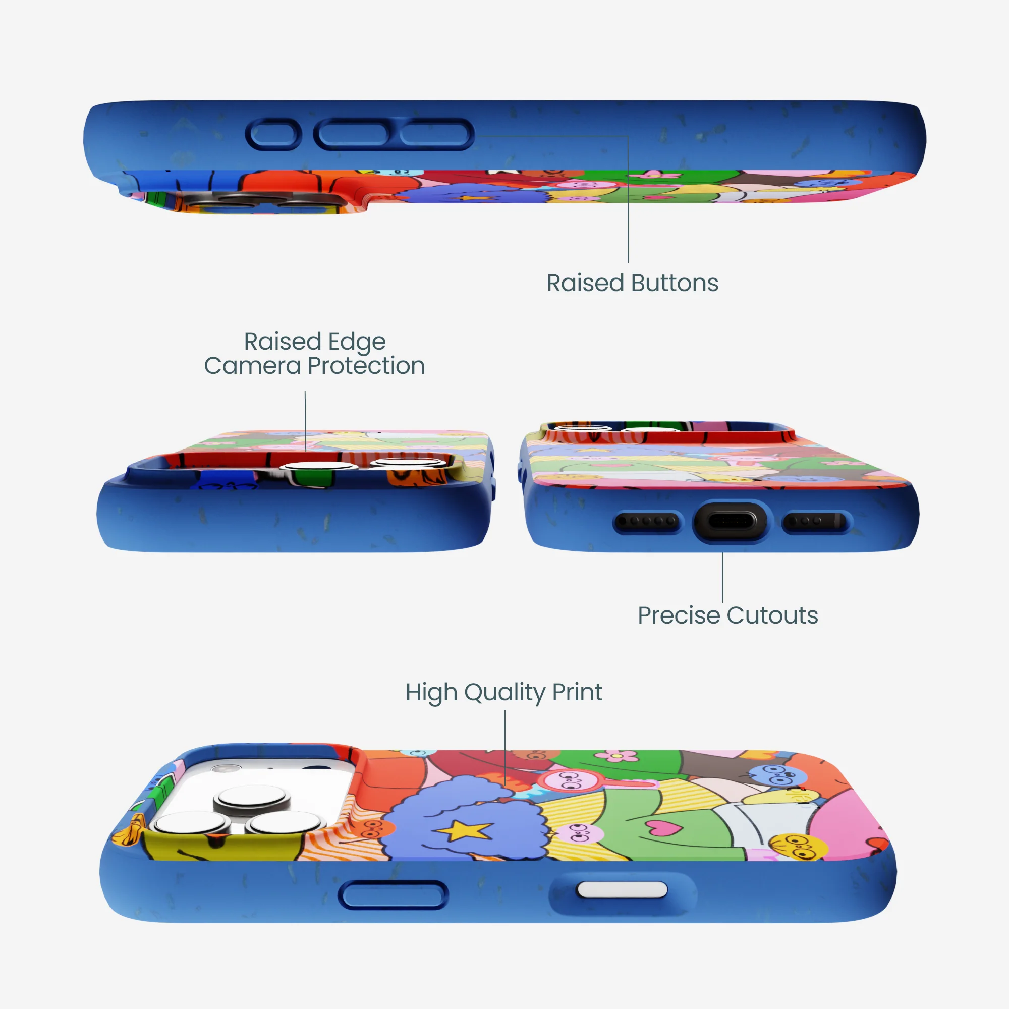 Electric Blue Pals iPhone 17 Pro Case - Image 3