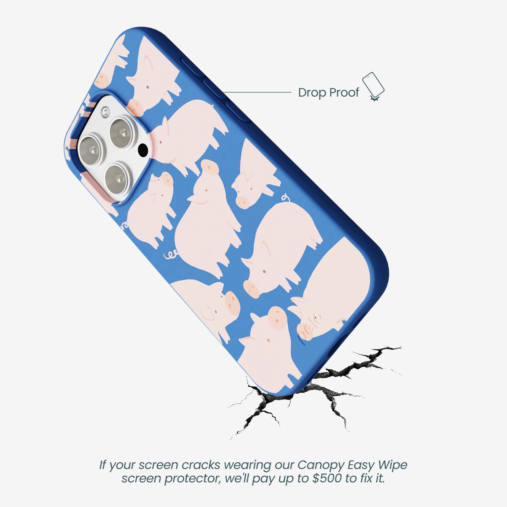 Electric Blue Piggies iPhone 16 Pro Max Case - Image 5