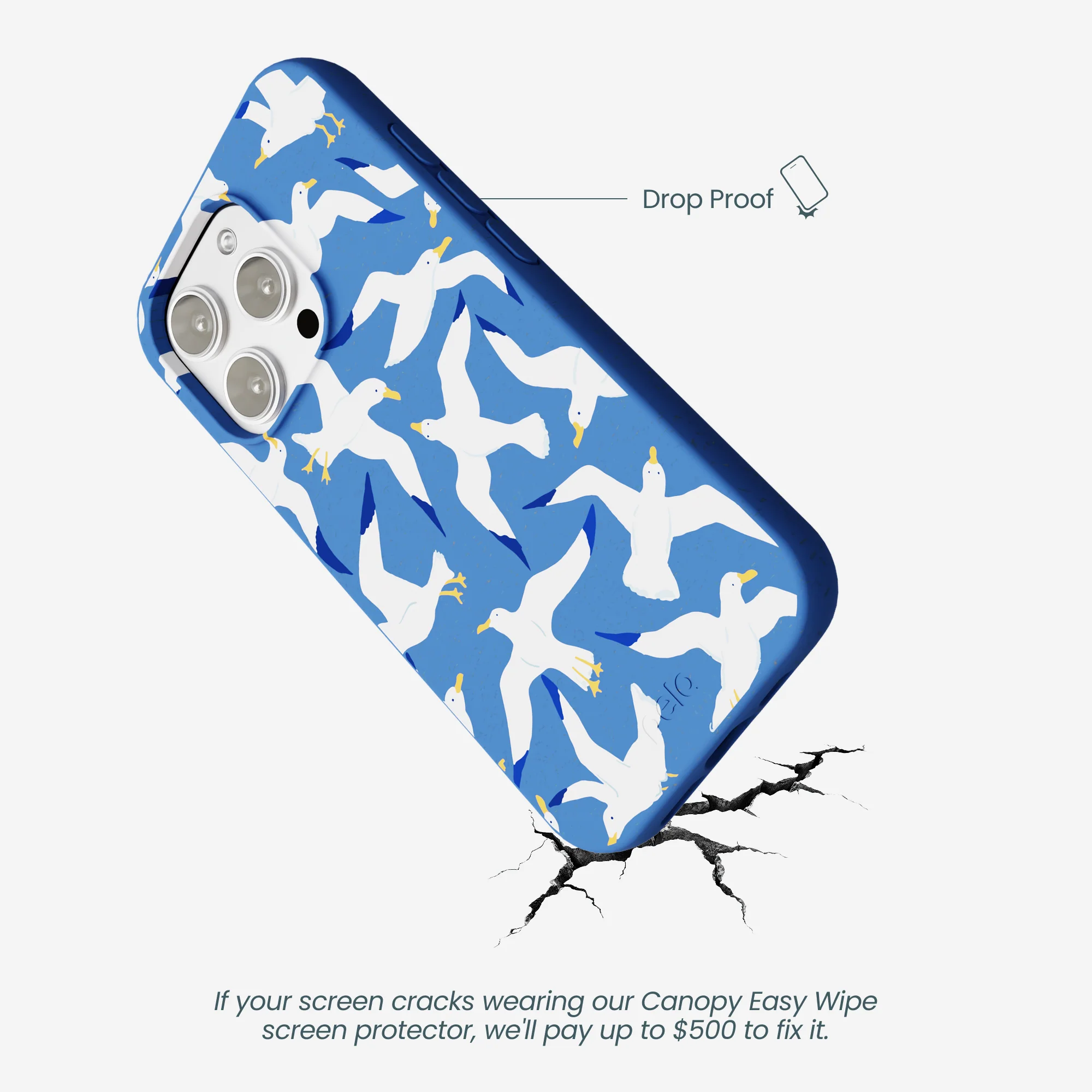 Electric Blue Seagulls iPhone 16 Pro Max Case - Image 5