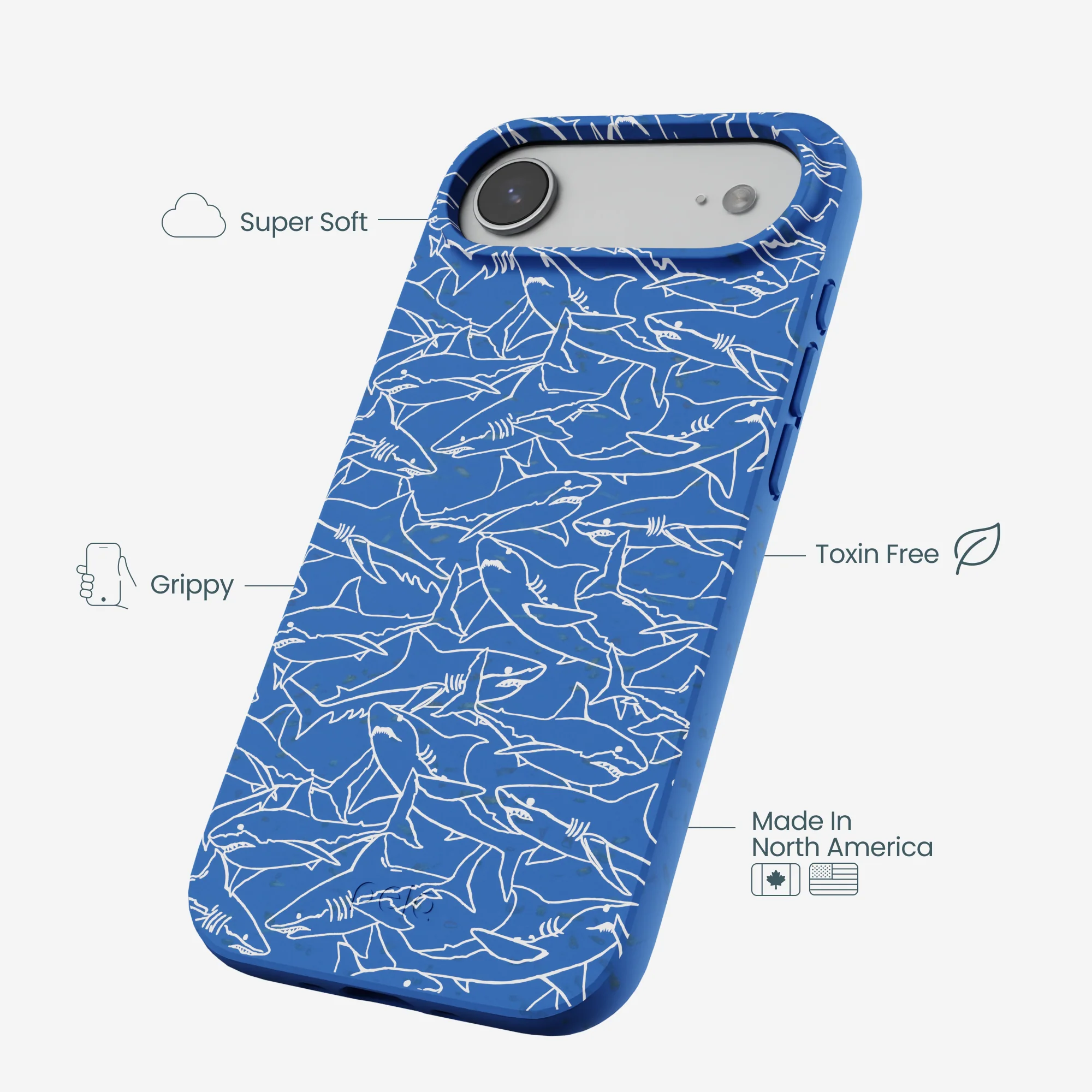 Electric Blue Shark Frenzy iPhone Air Case - Image 3