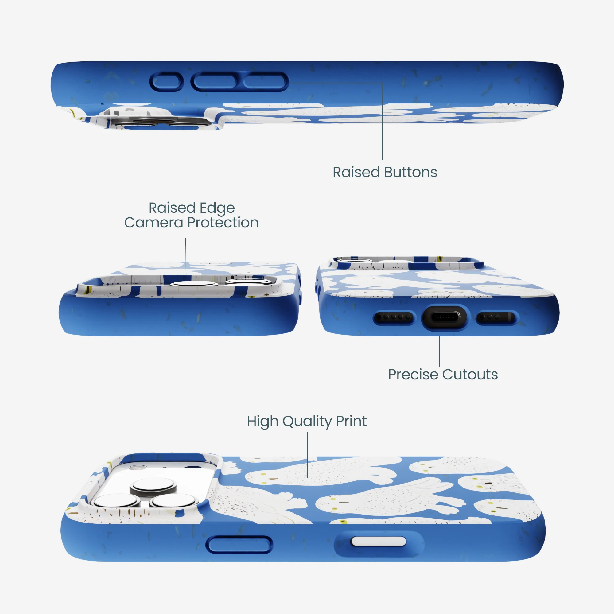 Electric Blue Snowy Owls iPhone 17 Pro Case - Image 3