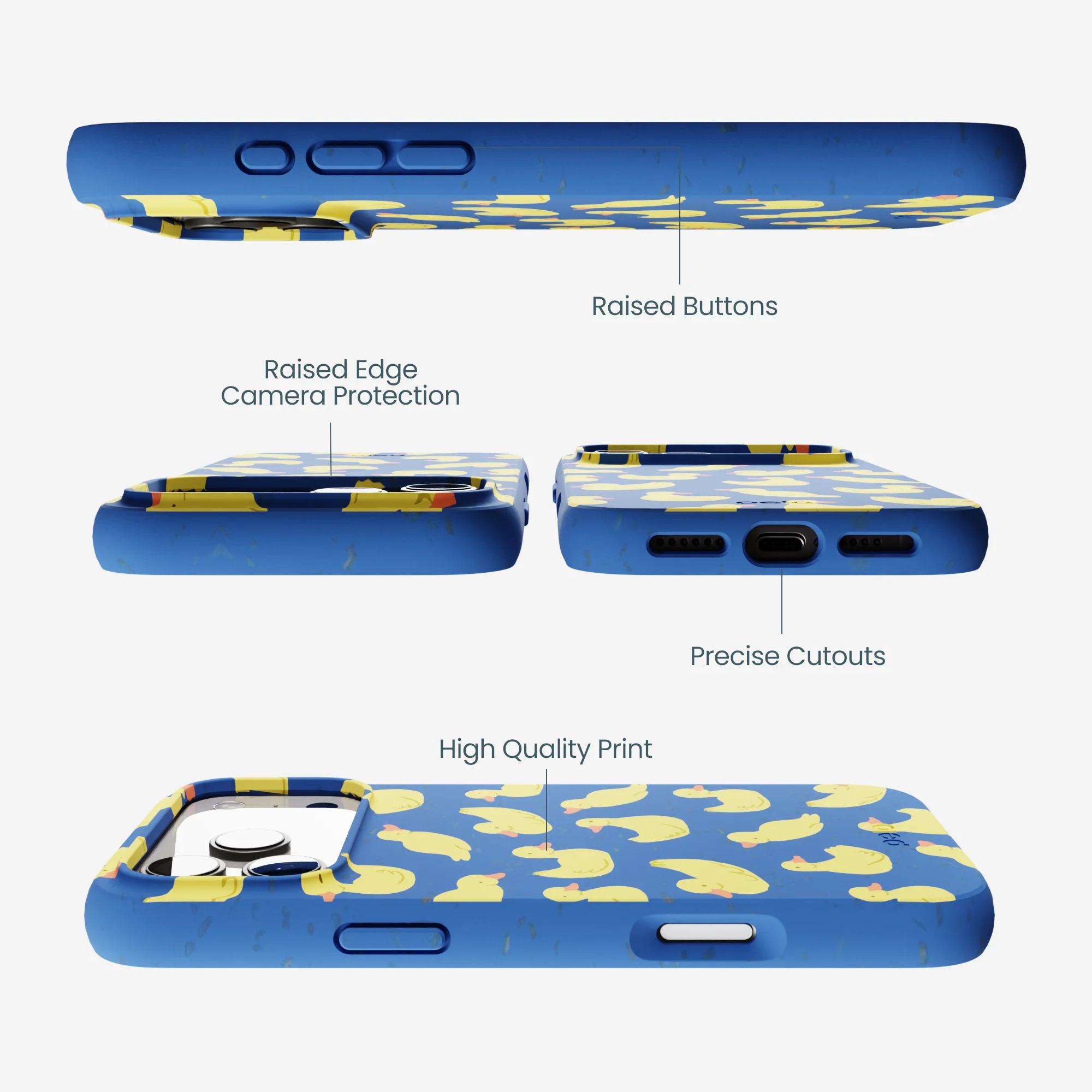 Electric Blue Sunny Ducklings iPhone 17 Pro Max Case - Image 3