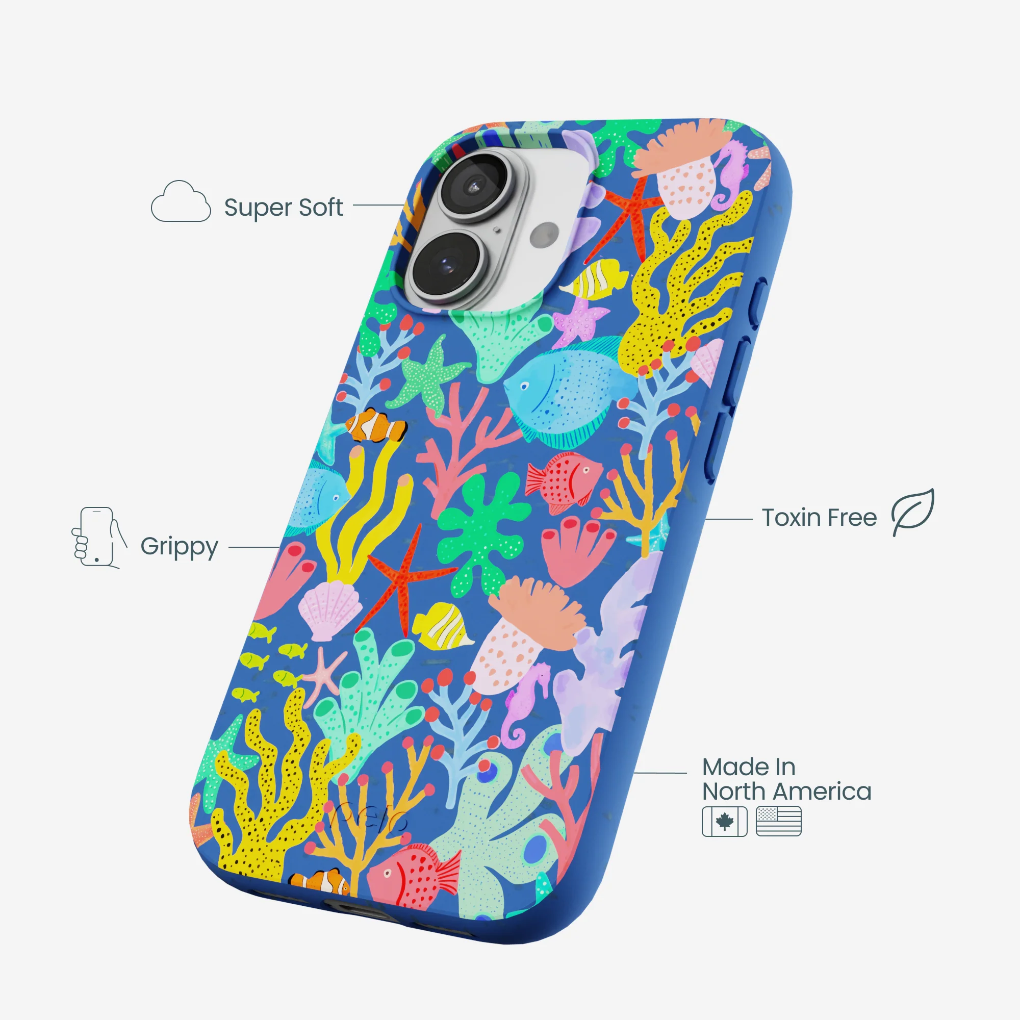 Electric Blue Underwater Blooms iPhone 17 Case - Image 3