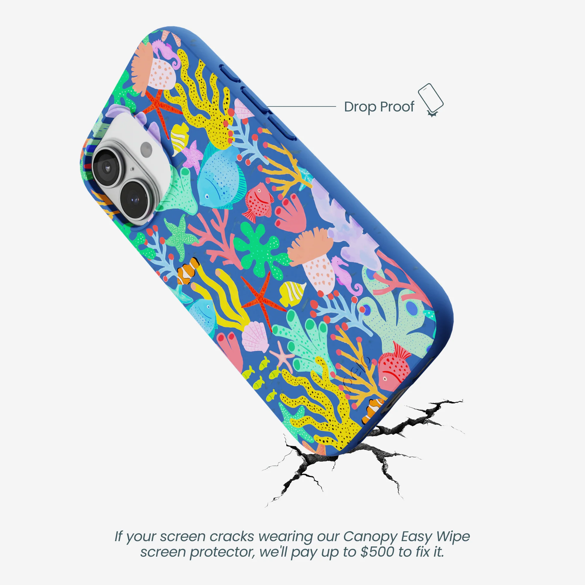Electric Blue Underwater Blooms iPhone 17 Case - Image 4