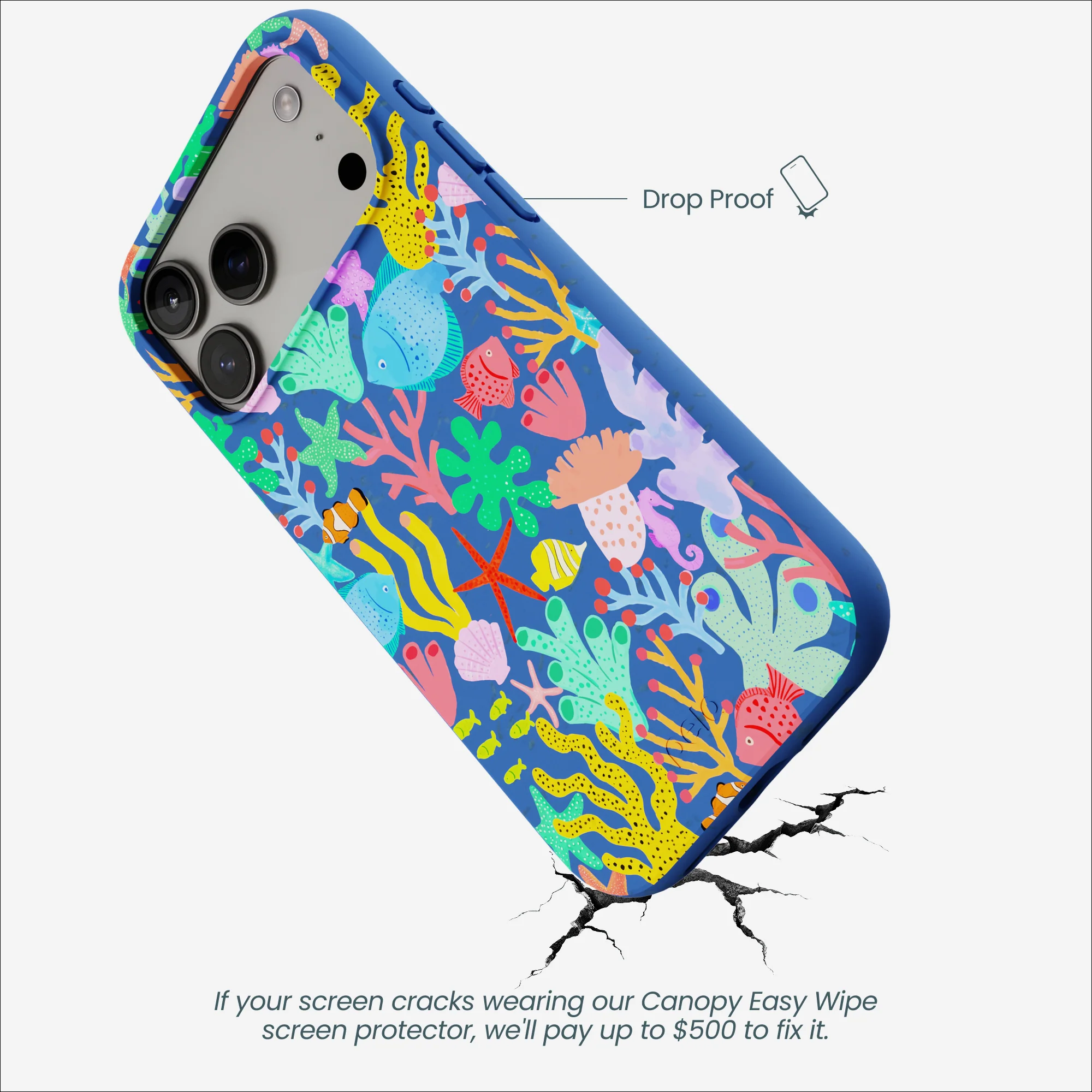 Electric Blue Underwater Blooms iPhone 17 Pro Max Case - Image 5